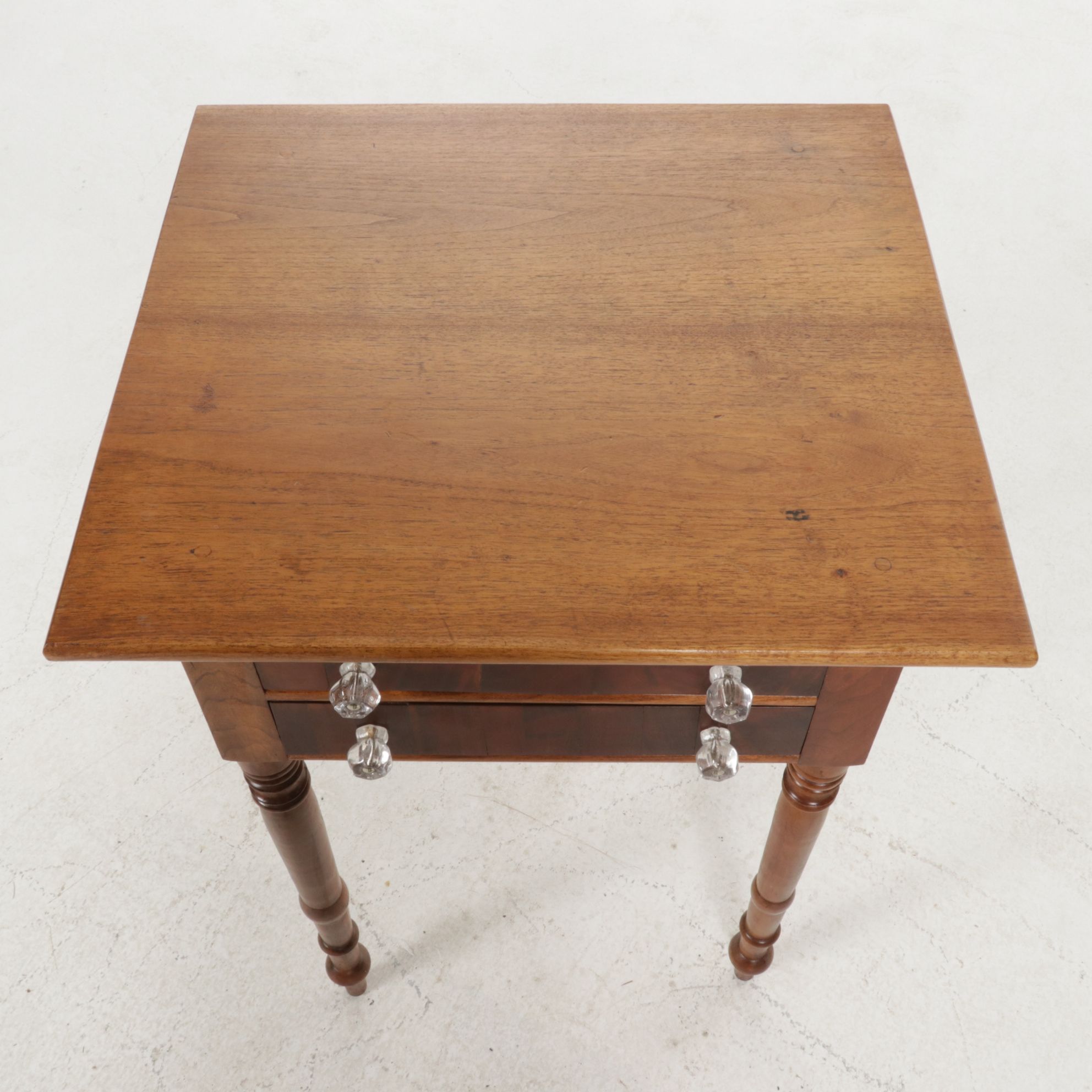 Sheraton Style Walnut and Mahogany  Two Drawer Stand, Early 20th Century
