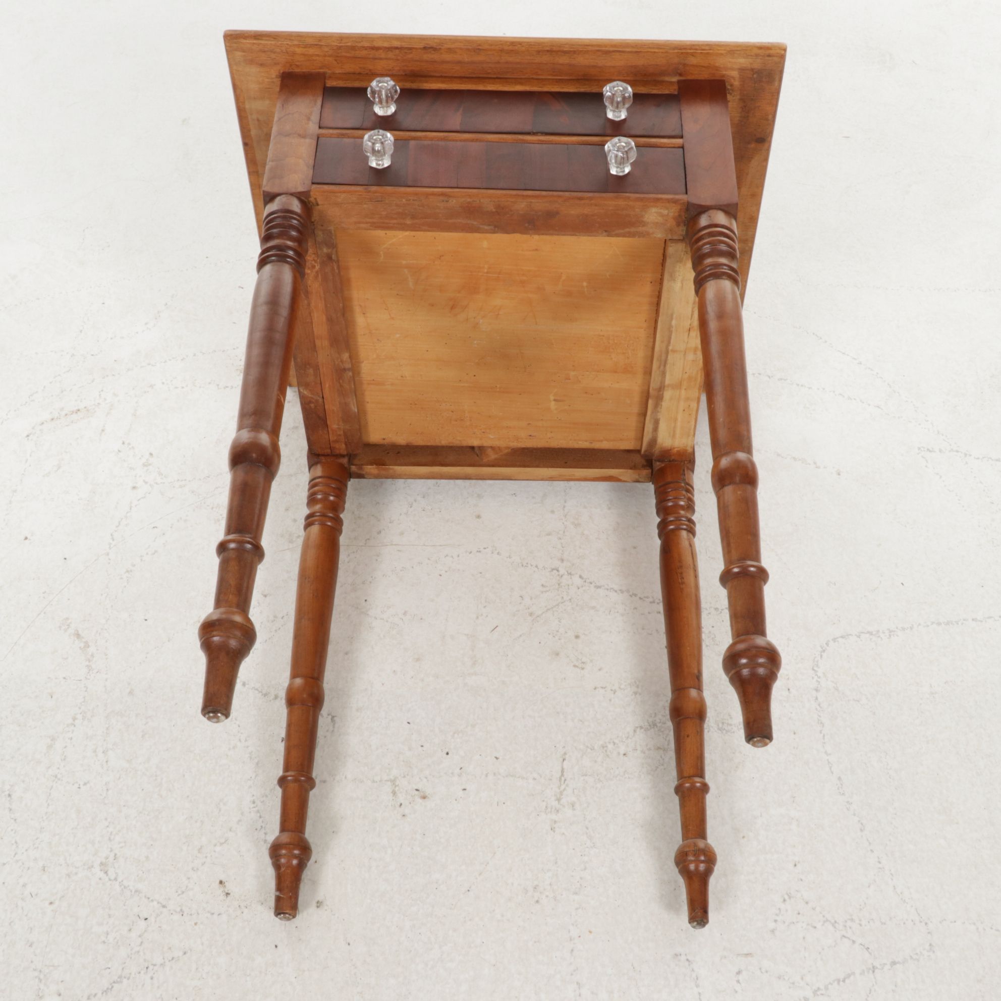 Sheraton Style Walnut and Mahogany  Two Drawer Stand, Early 20th Century