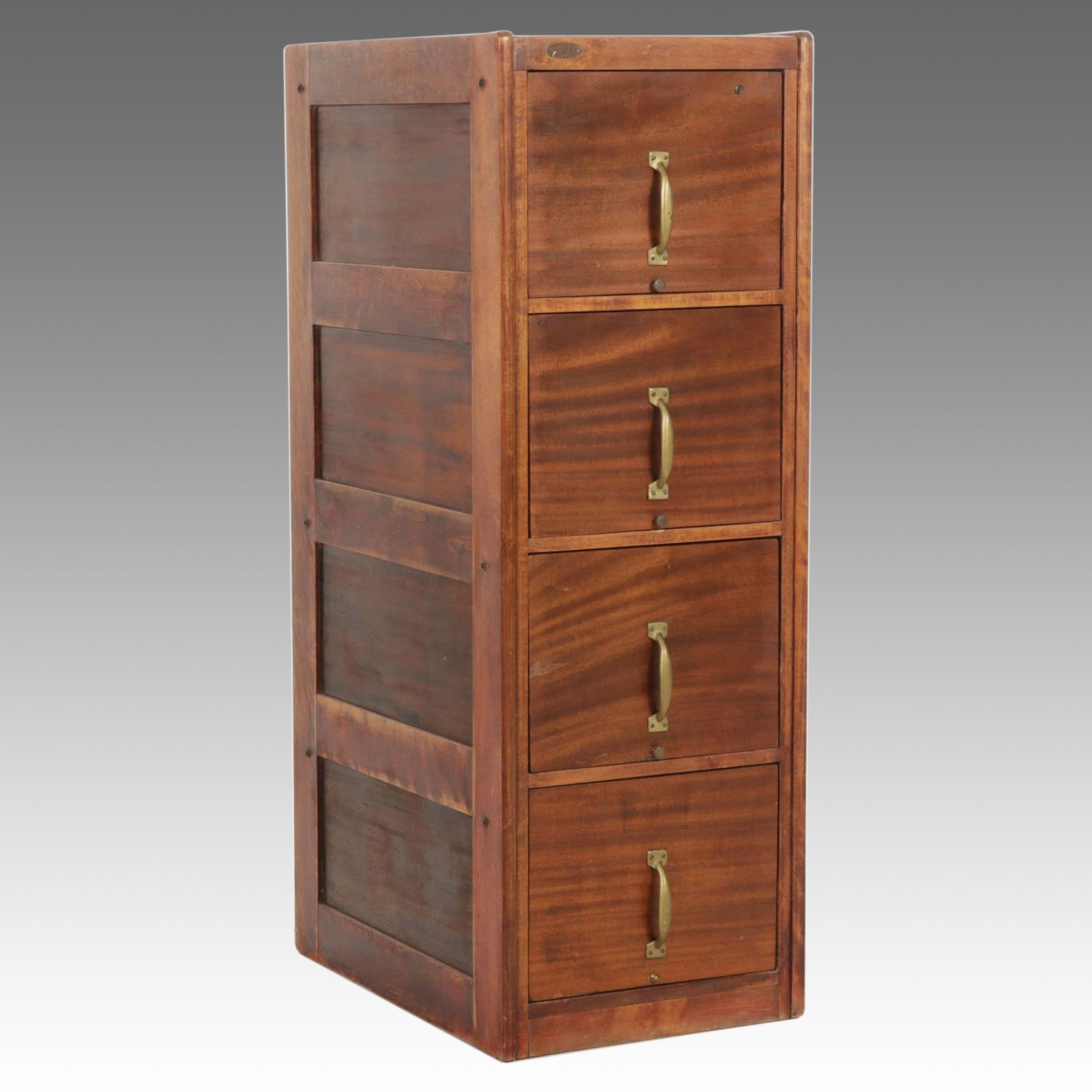 Mahogany Four-Drawer Filing Cabinet, Early to Mid-20th Century