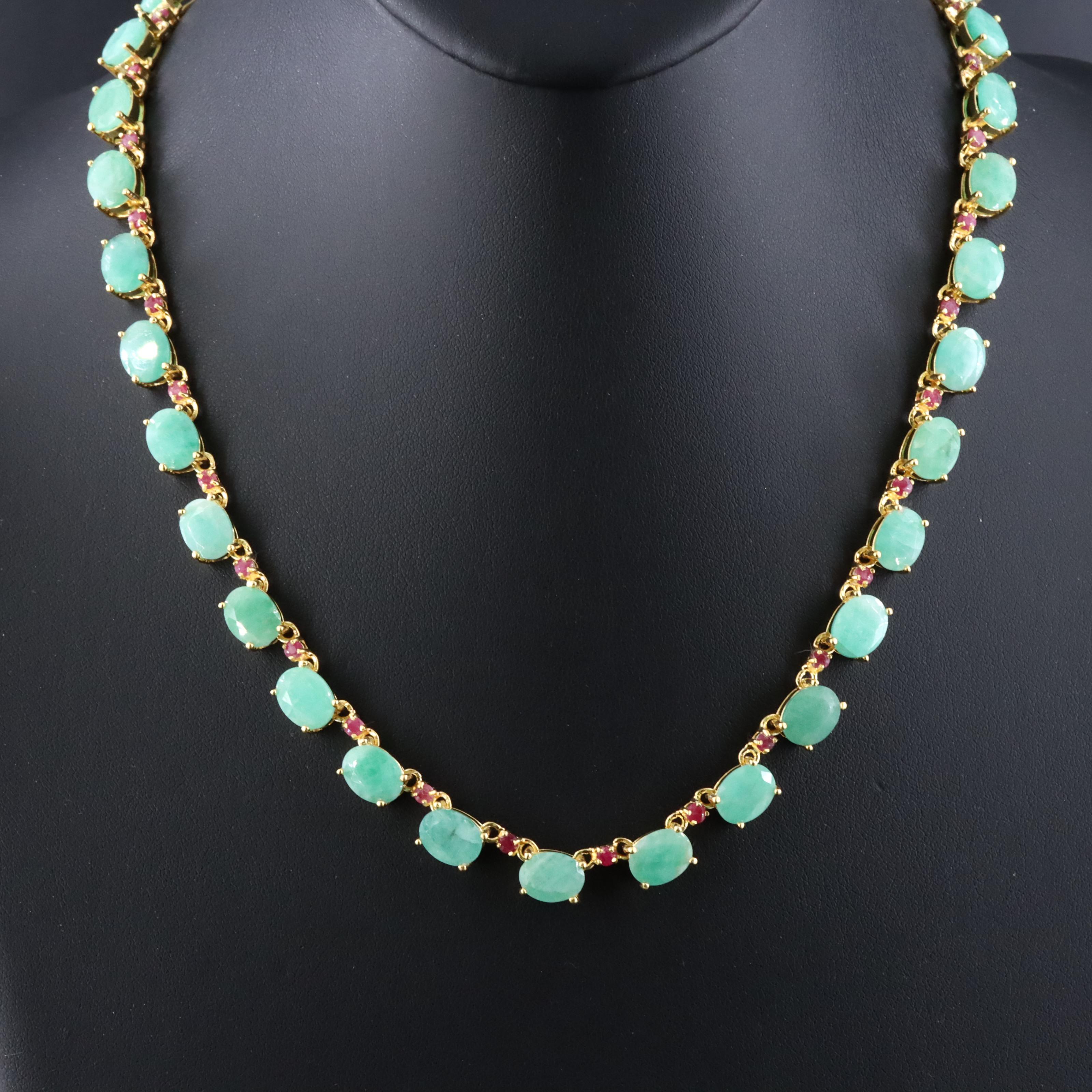 Sterling Emerald and Ruby Necklace