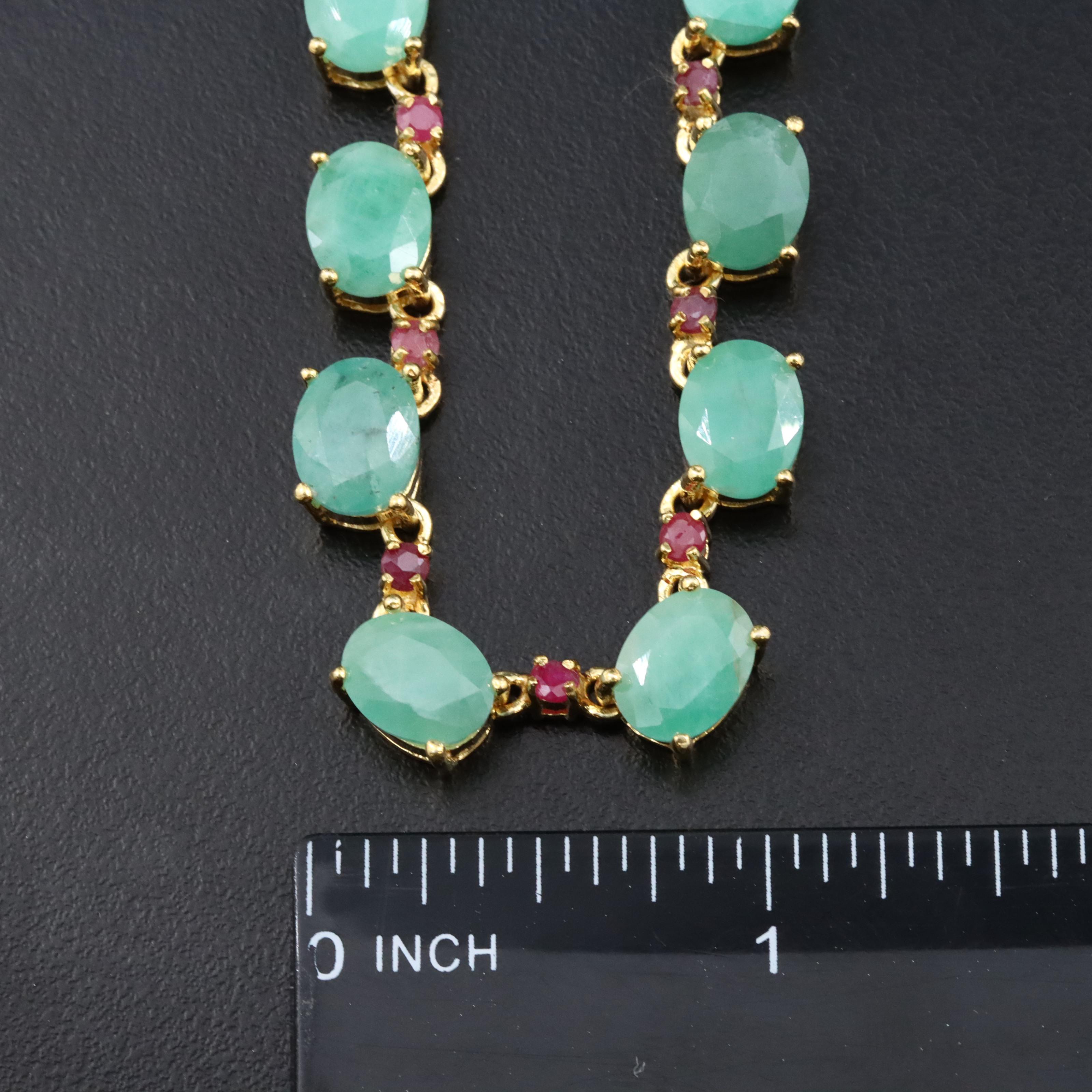 Sterling Emerald and Ruby Necklace