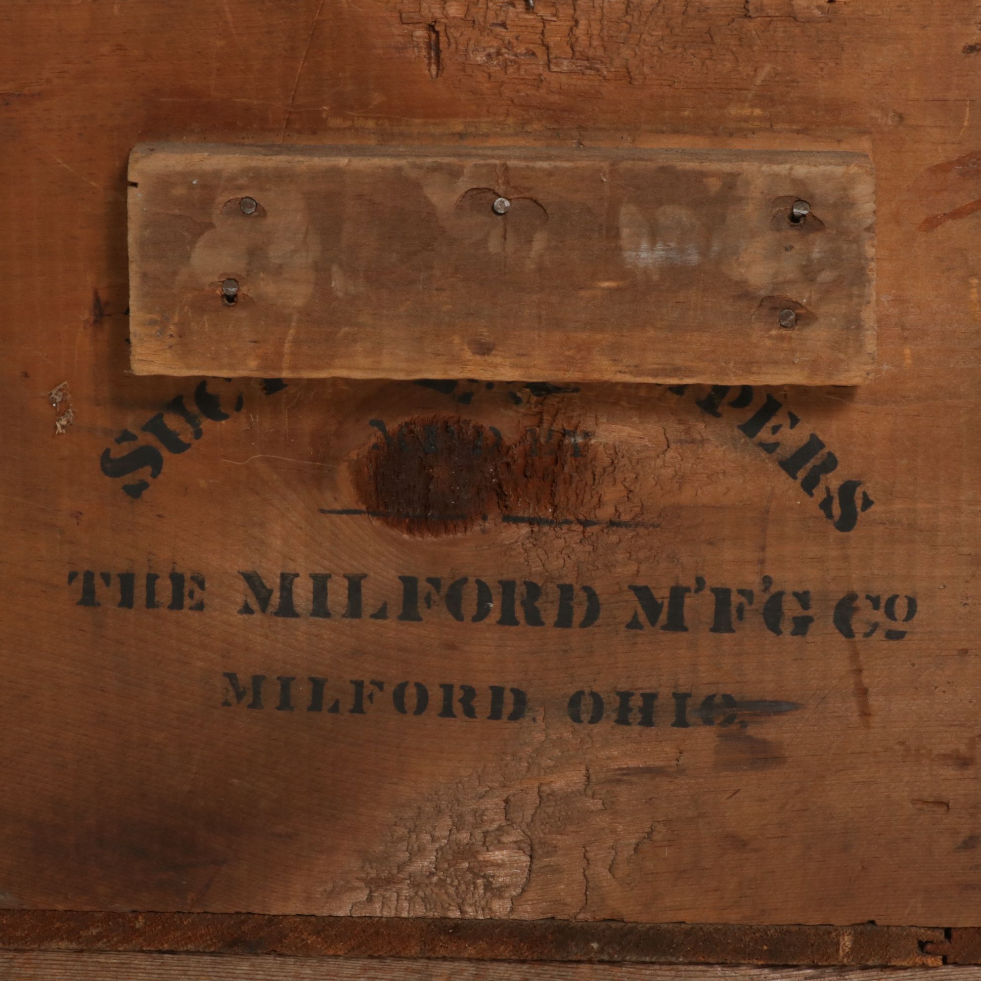 Milford Suction Sweepers Rustic Wood Chest, Early 20th Century