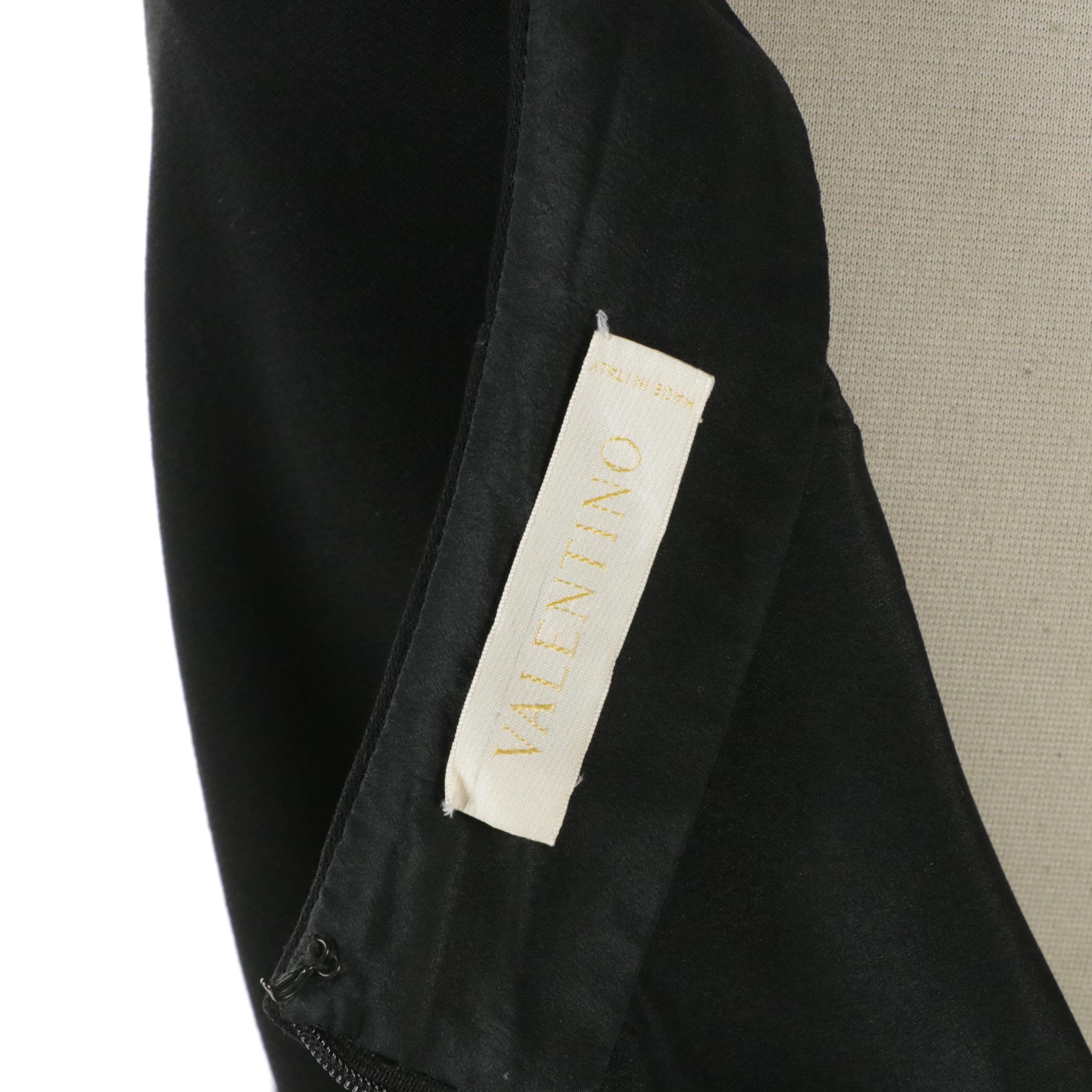 Valentino Black Wool Skirt Suit with Mink Fur Trim