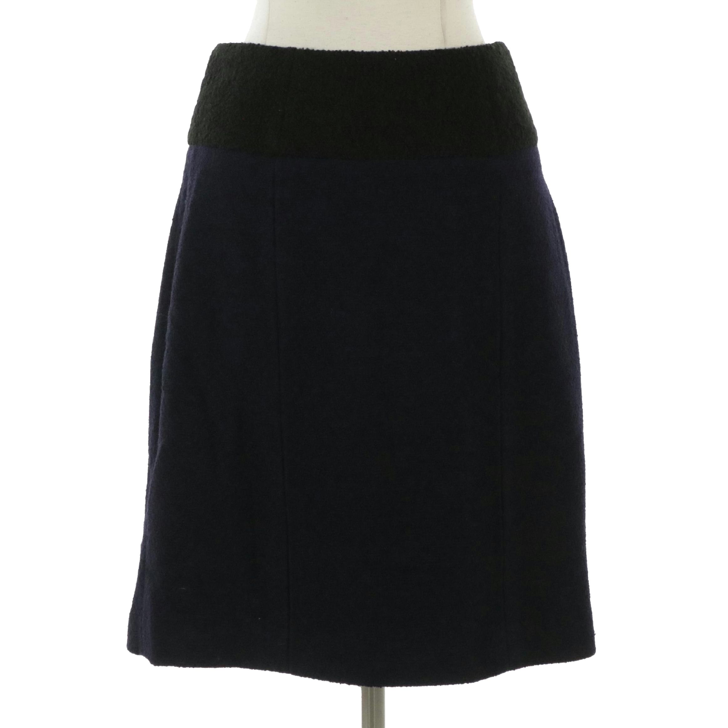 Chanel Boutique Black and Navy Wool Blend Skirt