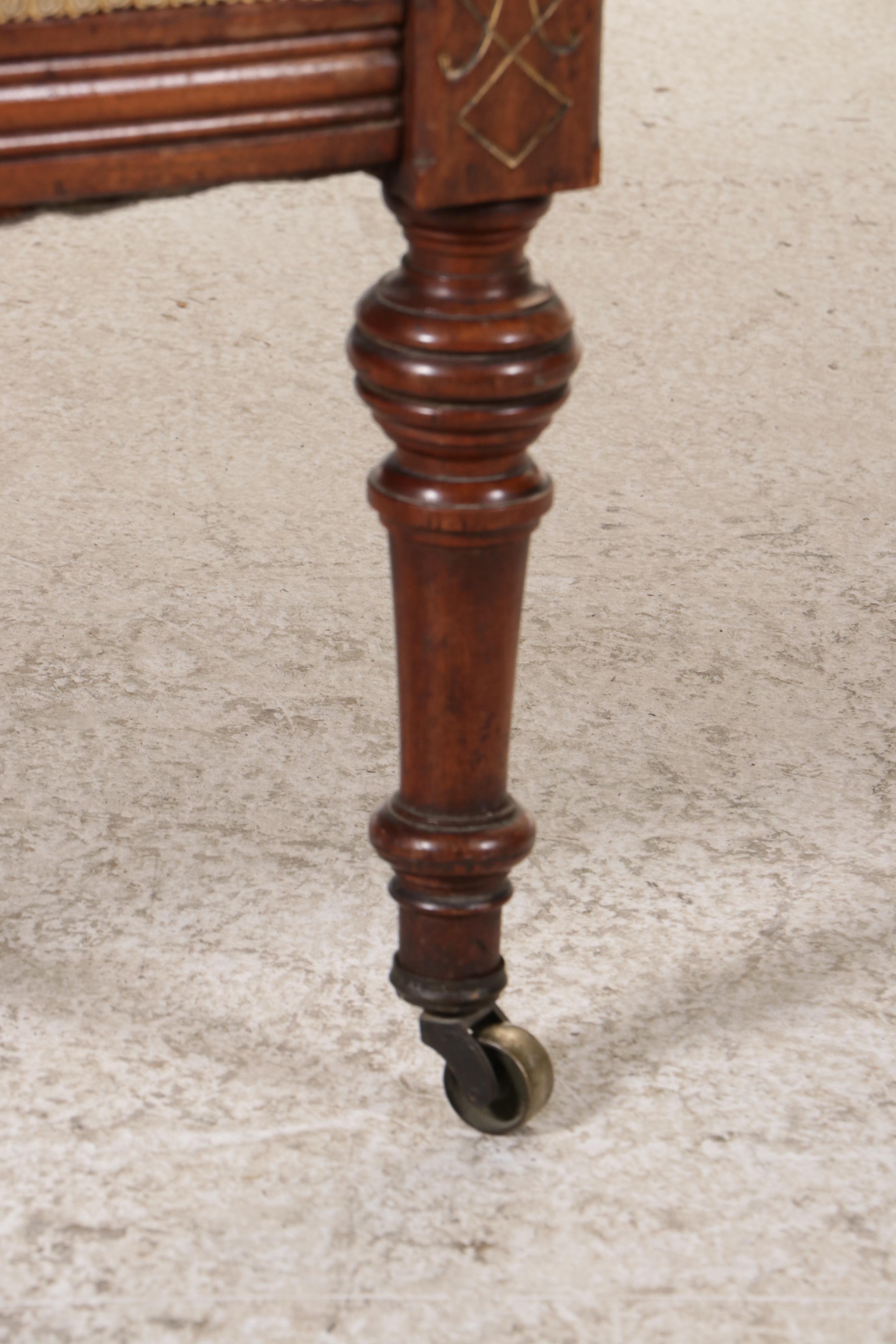 Victorian Eastlake Style Walnut and Upholstered Corner Chair