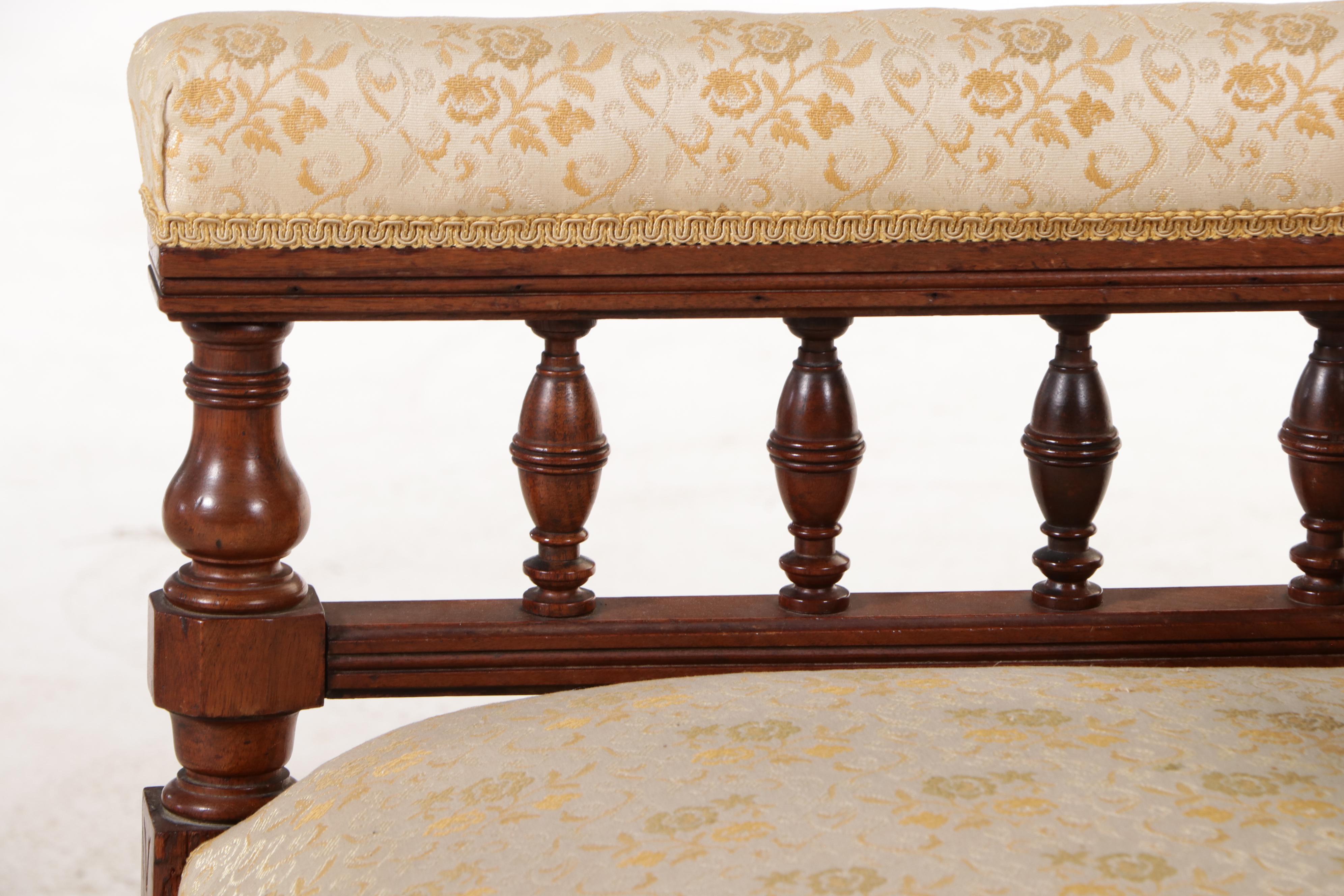 Victorian Eastlake Style Walnut and Upholstered Corner Chair