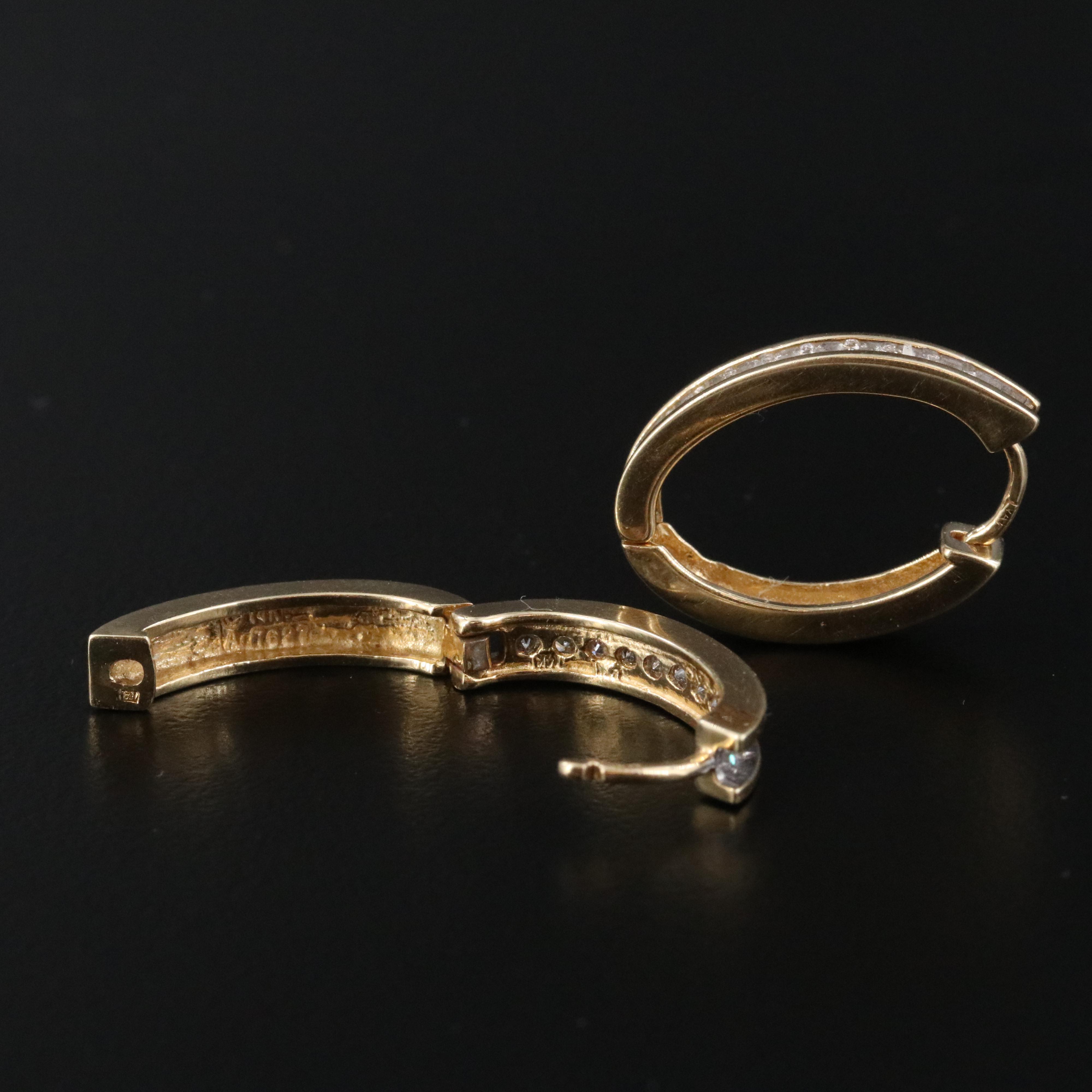 14K 0.50 CTW Diamond Hoop Earrings