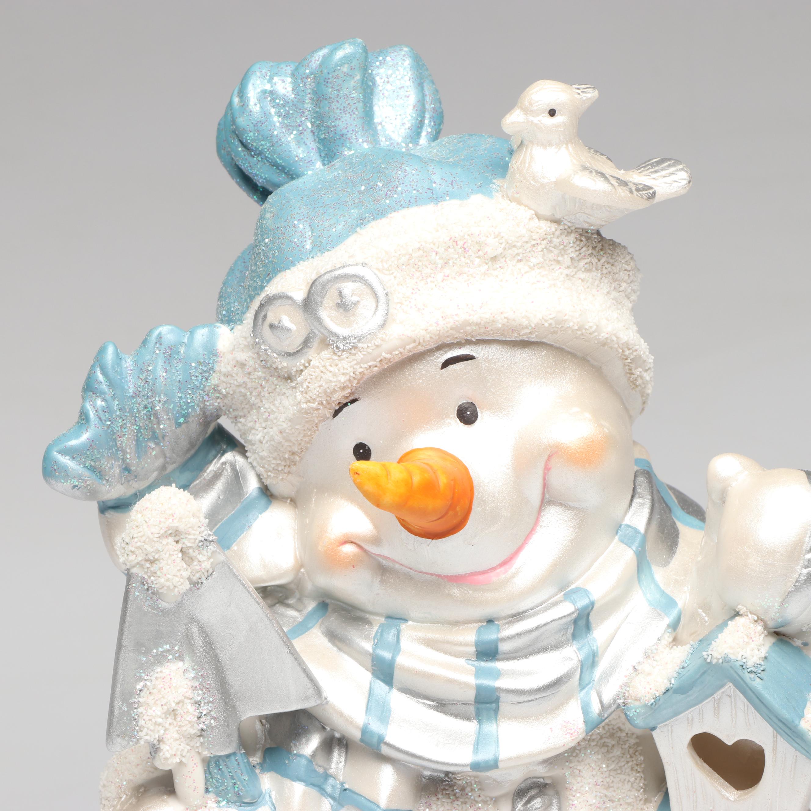 Holiday Sparkle Illuminated Snowman Figurine