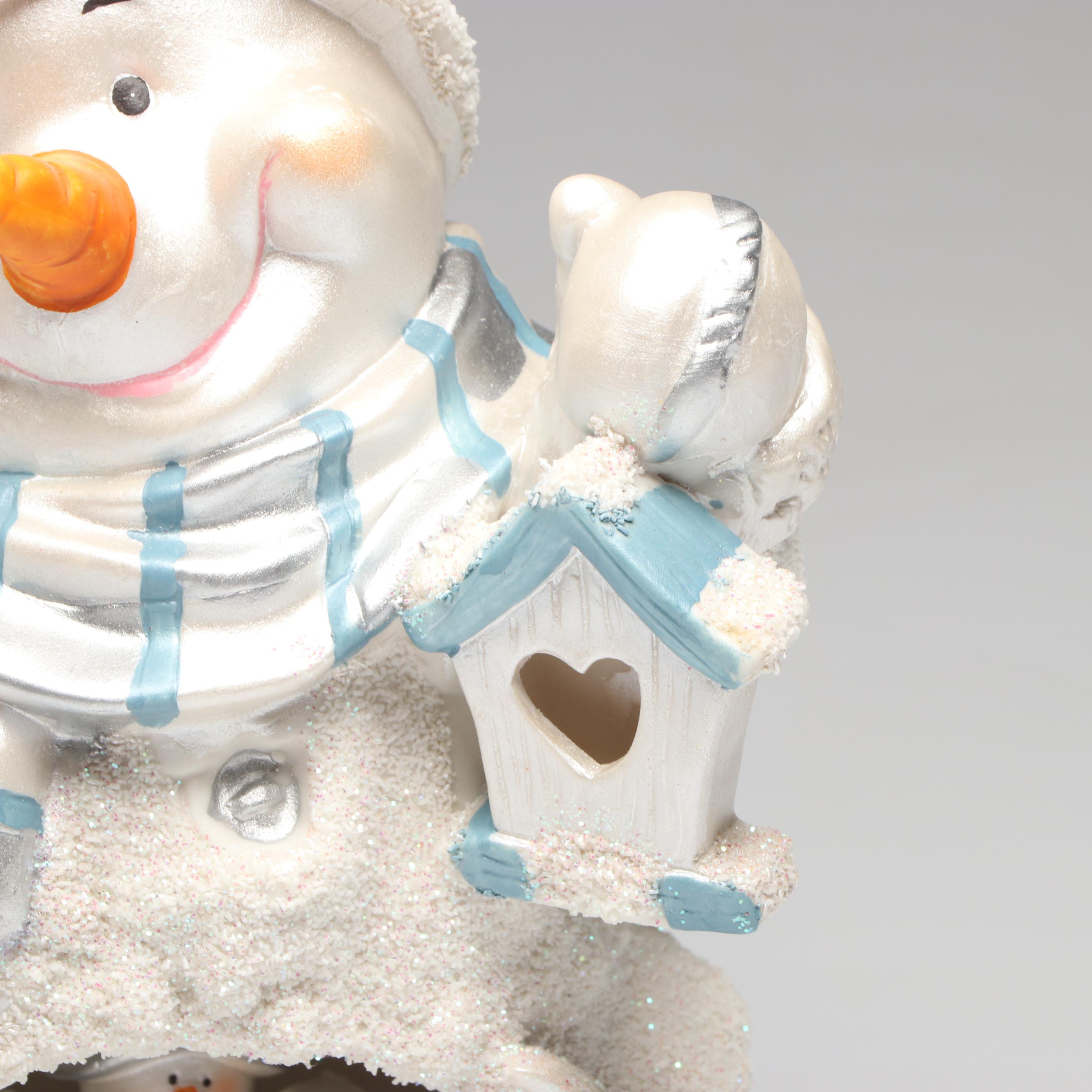 Holiday Sparkle Illuminated Snowman Figurine
