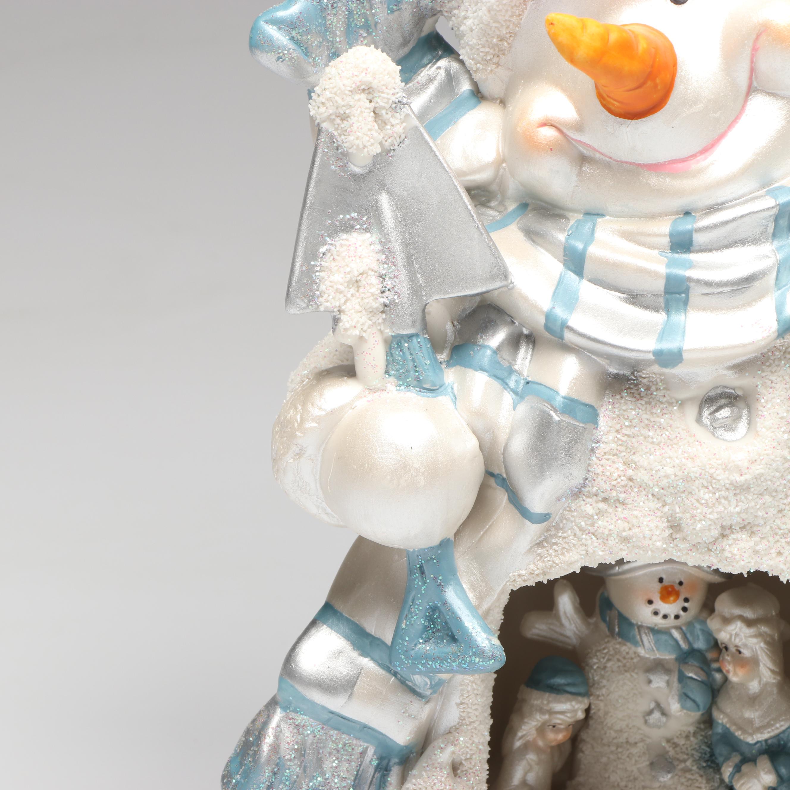 Holiday Sparkle Illuminated Snowman Figurine