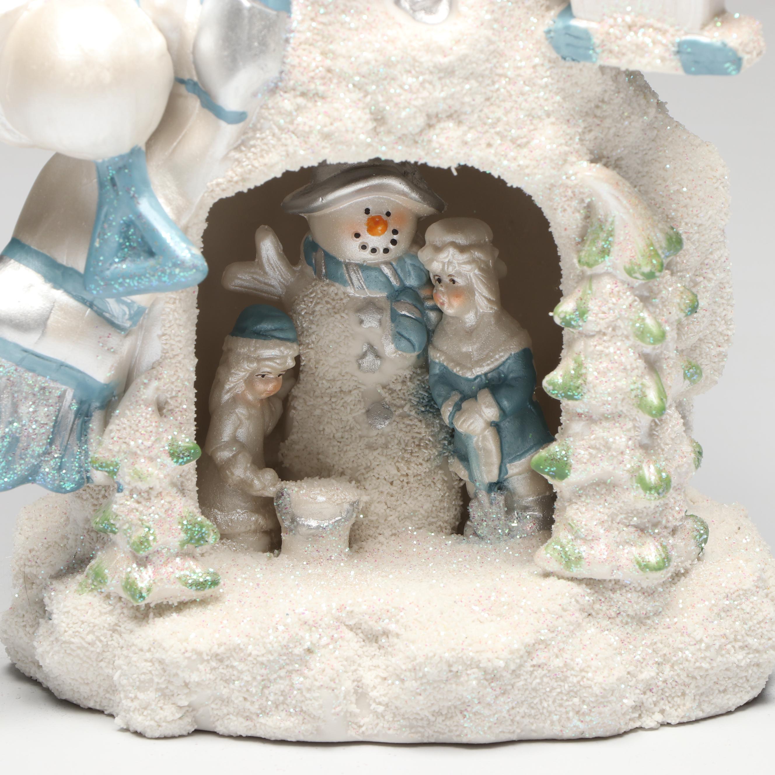 Holiday Sparkle Illuminated Snowman Figurine