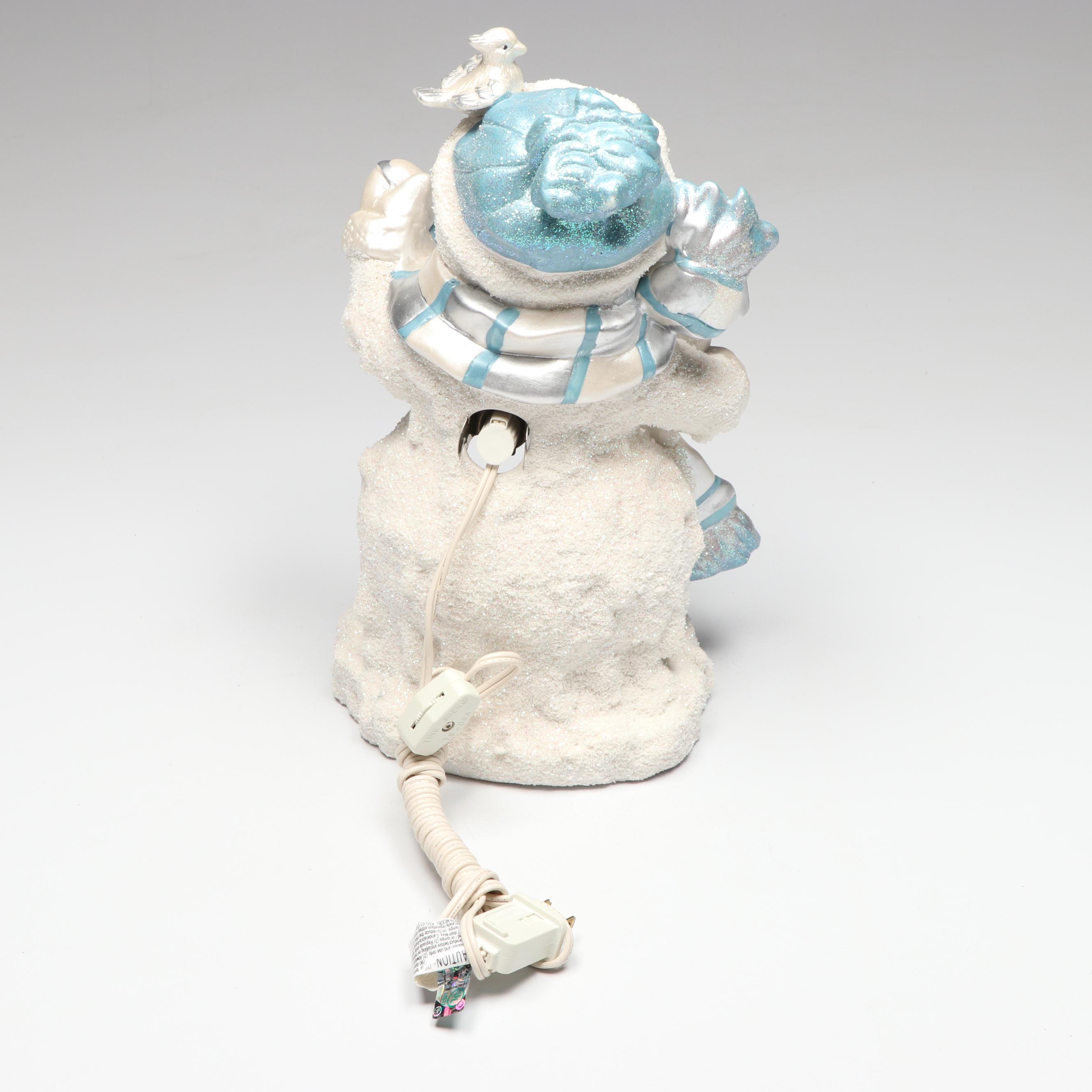 Holiday Sparkle Illuminated Snowman Figurine