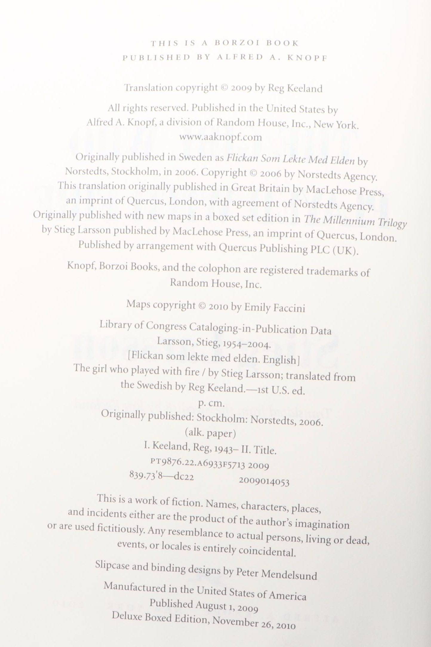 Deluxe Boxed Edition "The Millennium Trilogy" by Stieg Larsson, 2010