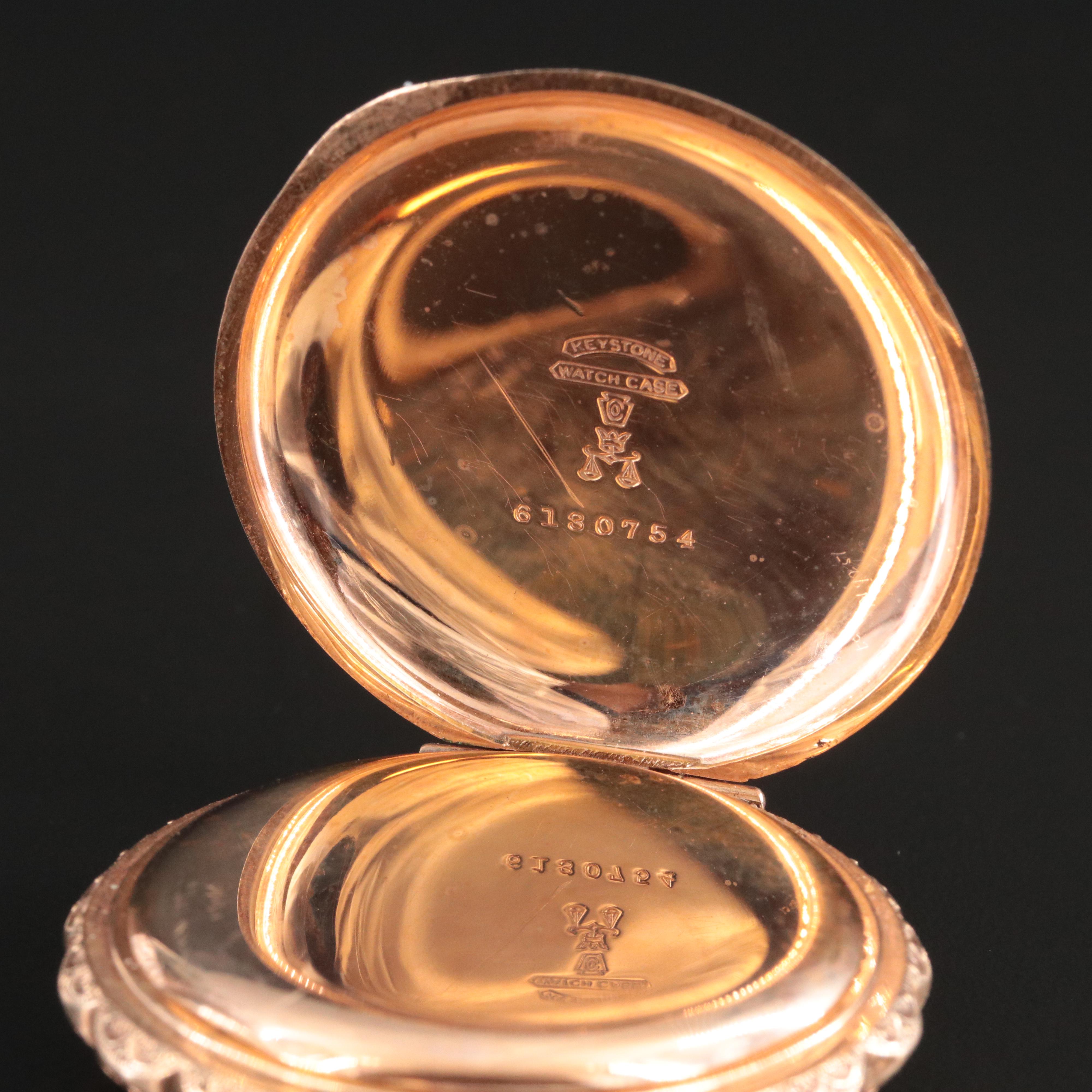 Waltham Rose Tone Gold Filled Ornate Pocket Watch