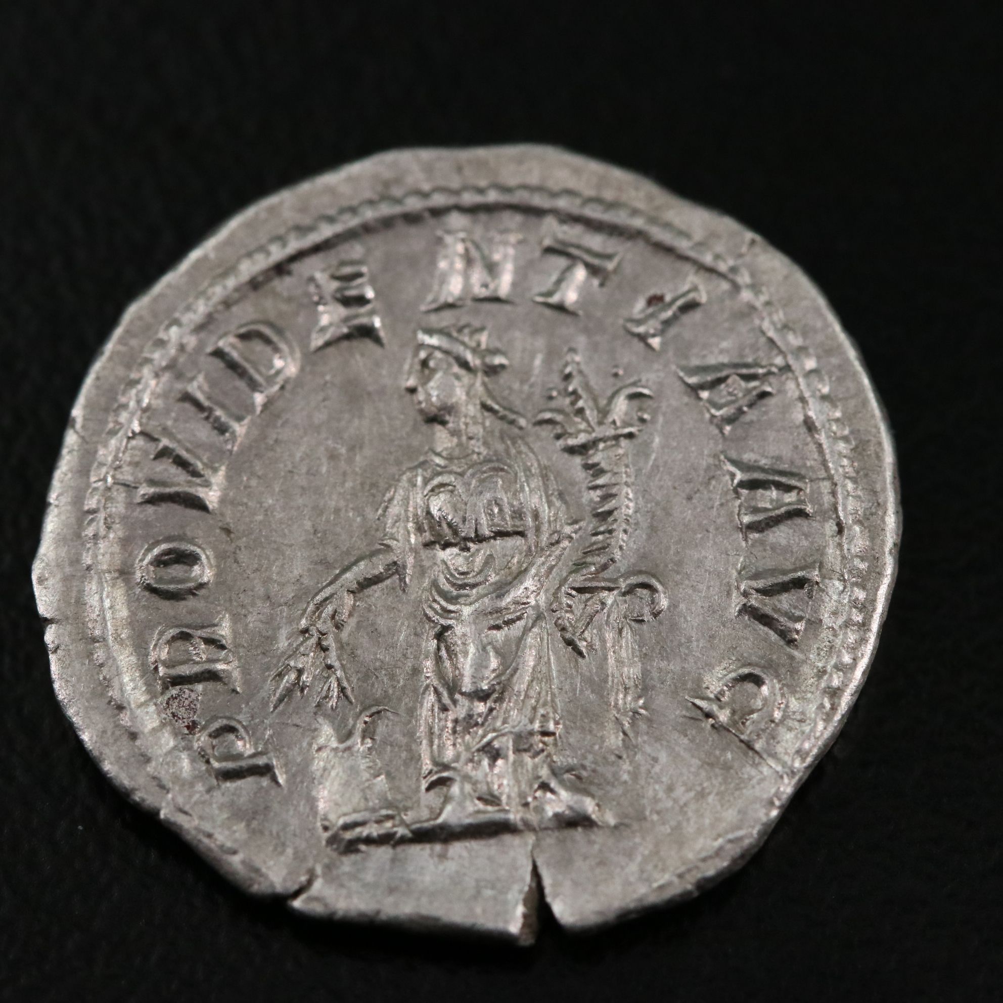 Ancient Roman Imperial AR Denarius Coin of Severus Alexander, ca. 225 A.D.