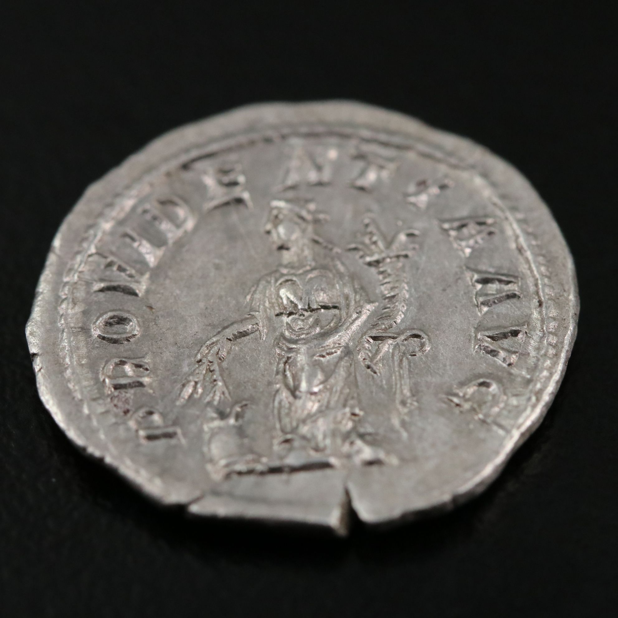 Ancient Roman Imperial AR Denarius Coin of Severus Alexander, ca. 225 A.D.