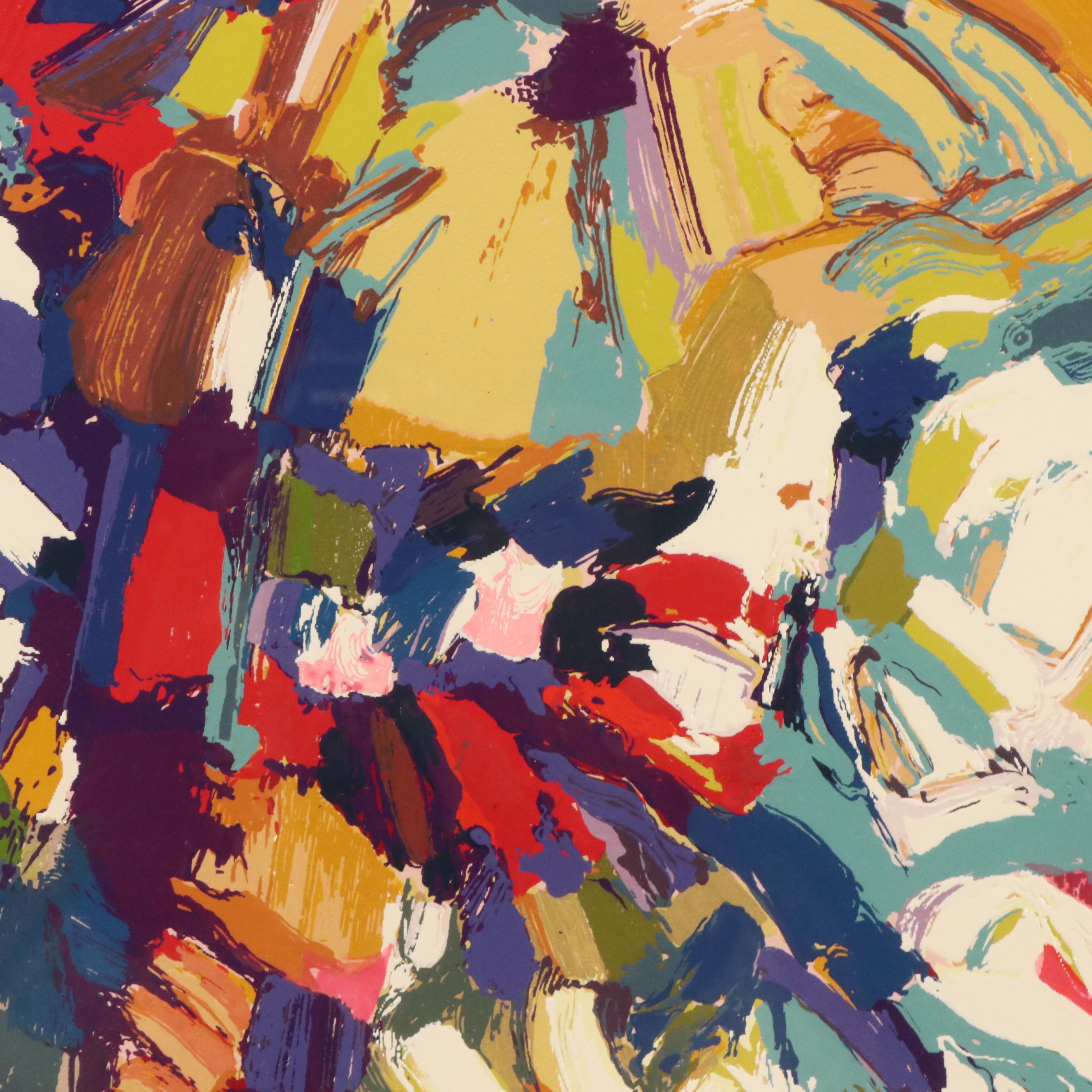 Nicola Simbari Hand-Embellished Serigraph "Clown à l'Ombrelle"