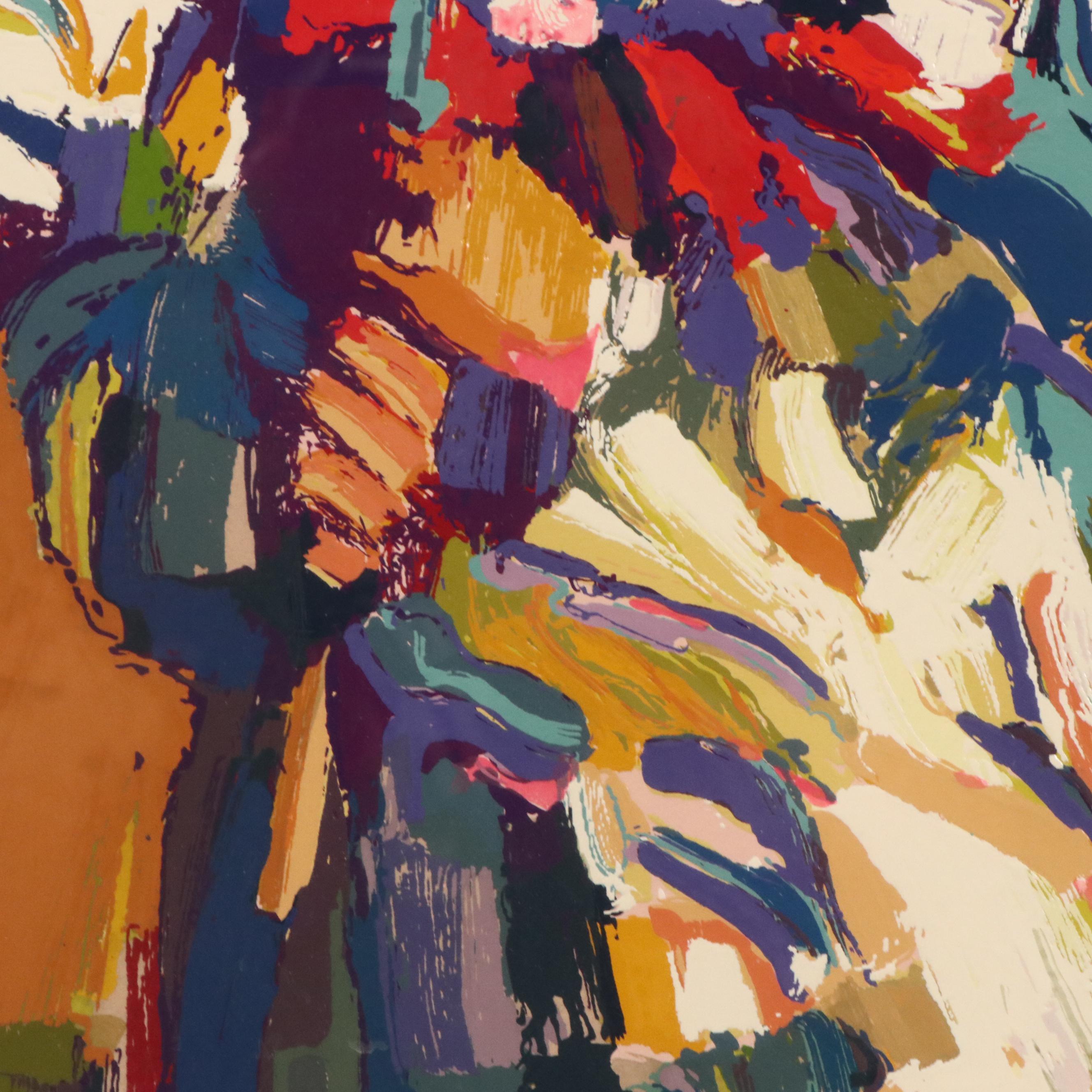 Nicola Simbari Hand-Embellished Serigraph "Clown à l'Ombrelle"