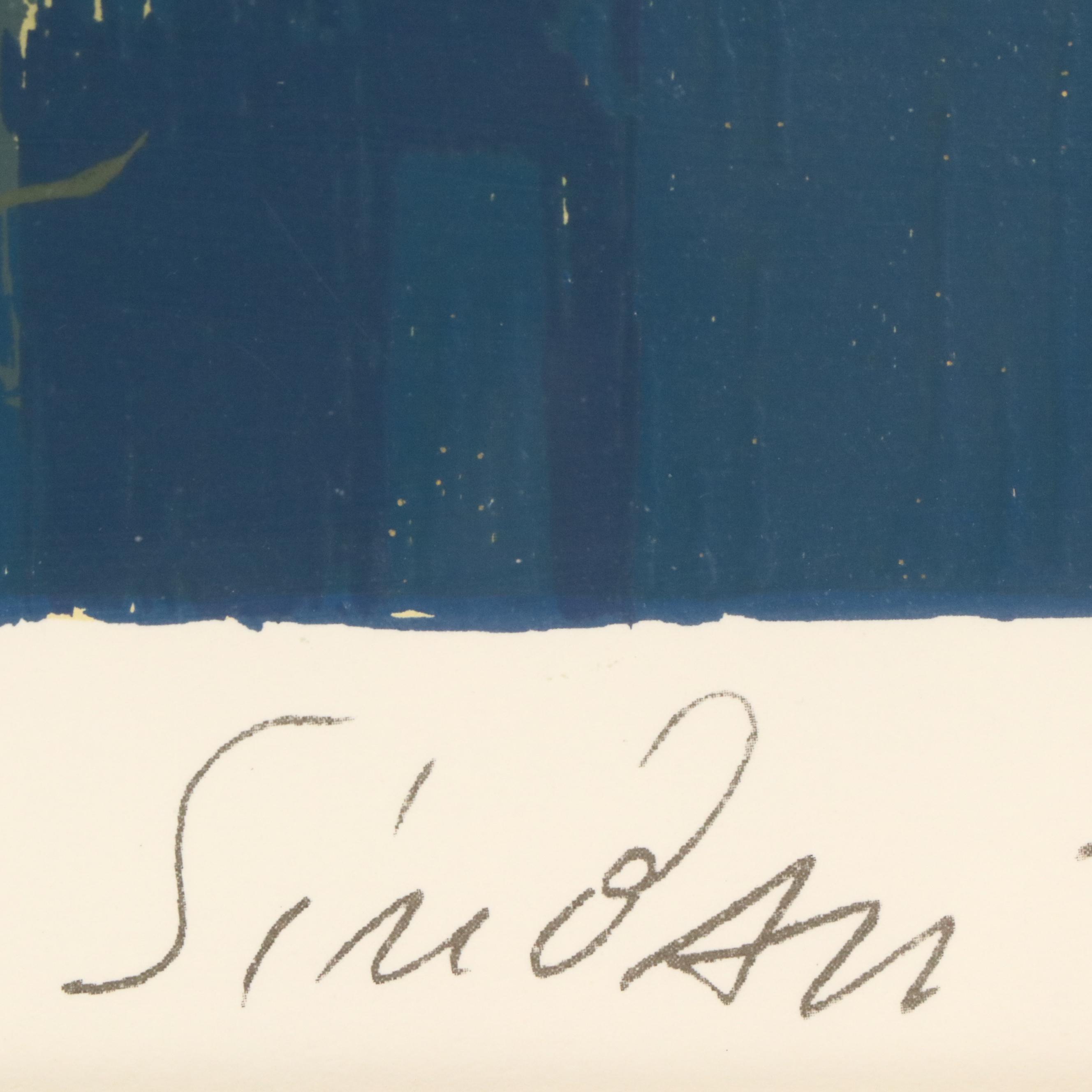 Nicola Simbari Hand-Embellished Serigraph "Clown à l'Ombrelle"