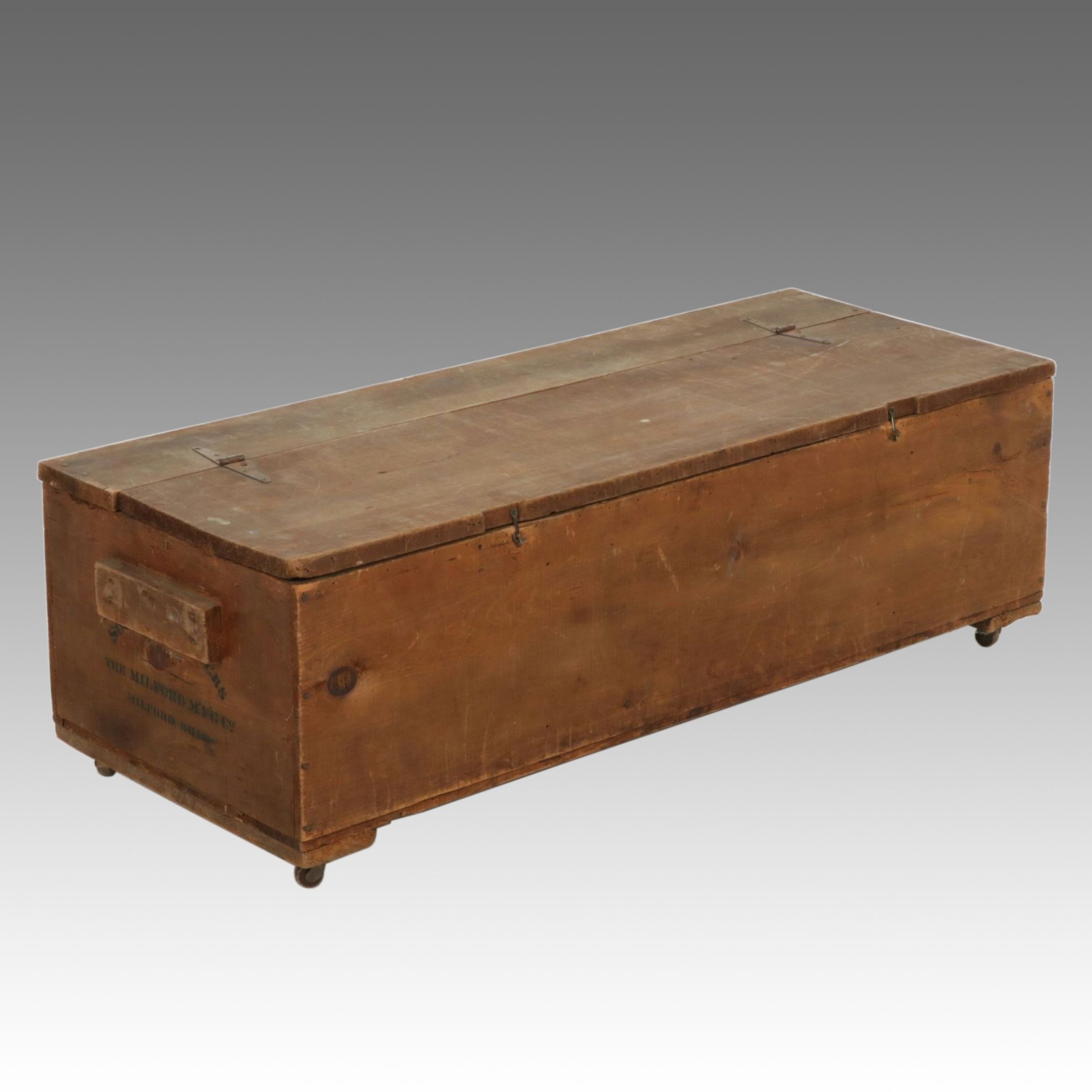 Milford Suction Sweepers Rustic Wood Chest, Early 20th Century