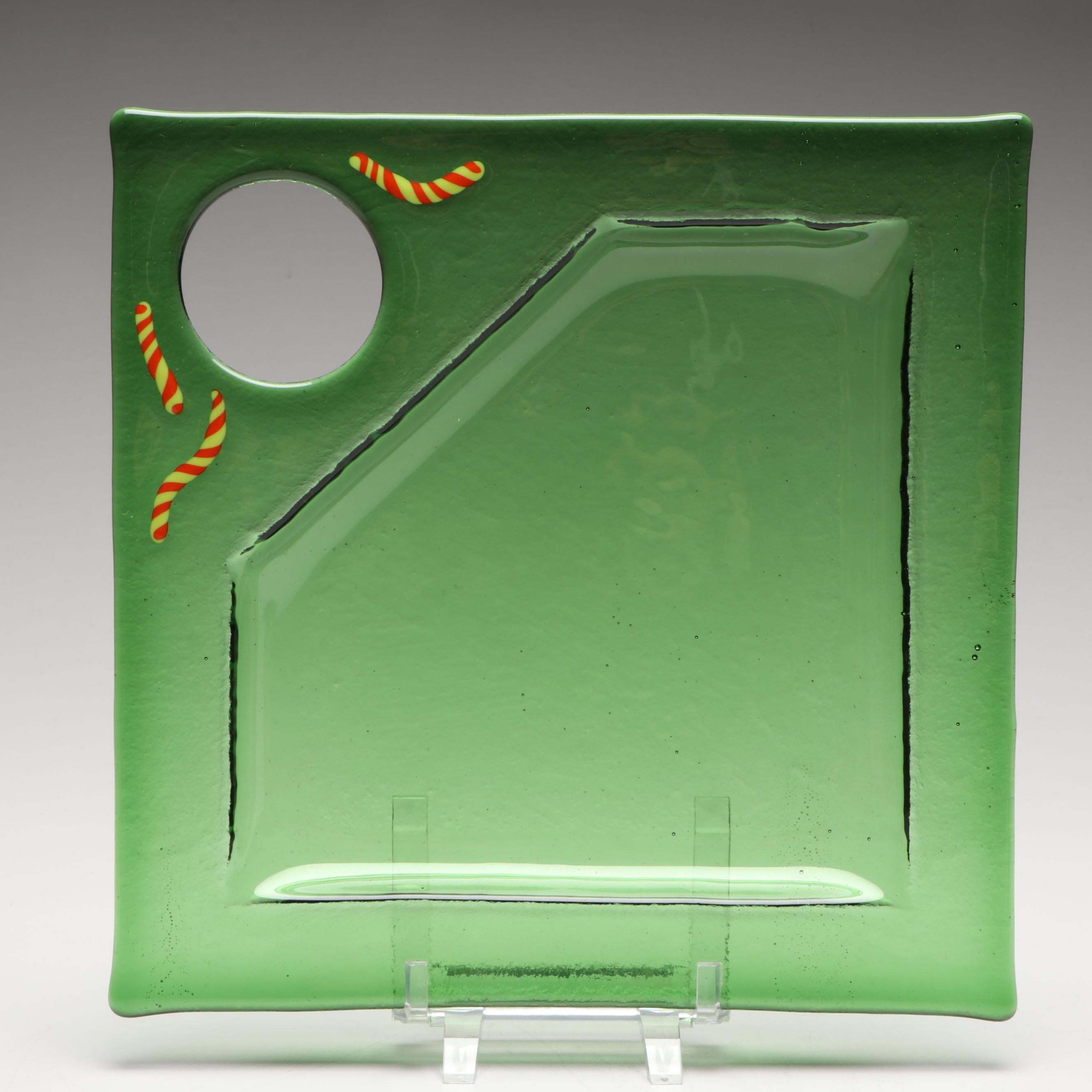 Artist Signed Fused Art Glass Hors D'oeuvres Plates