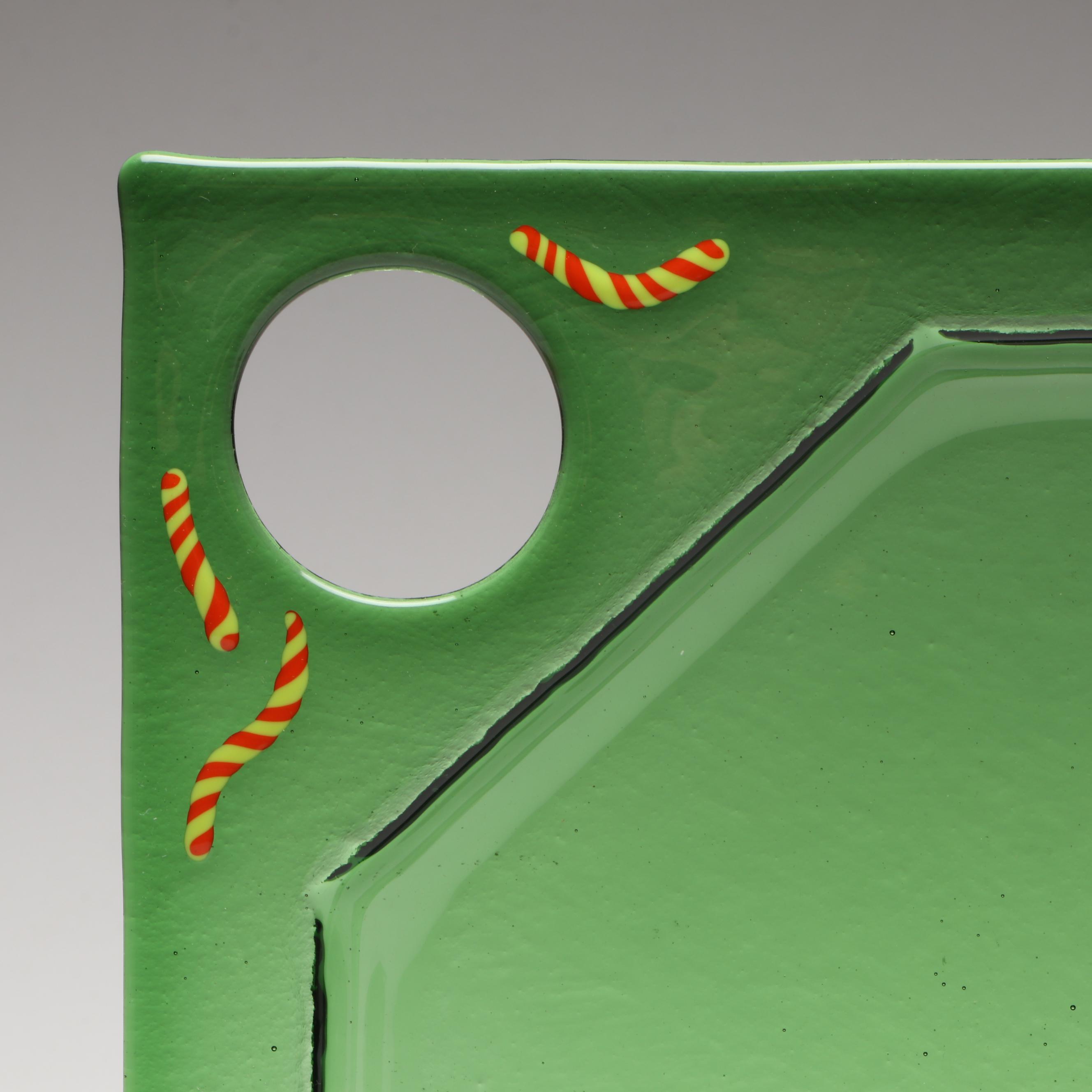 Artist Signed Fused Art Glass Hors D'oeuvres Plates