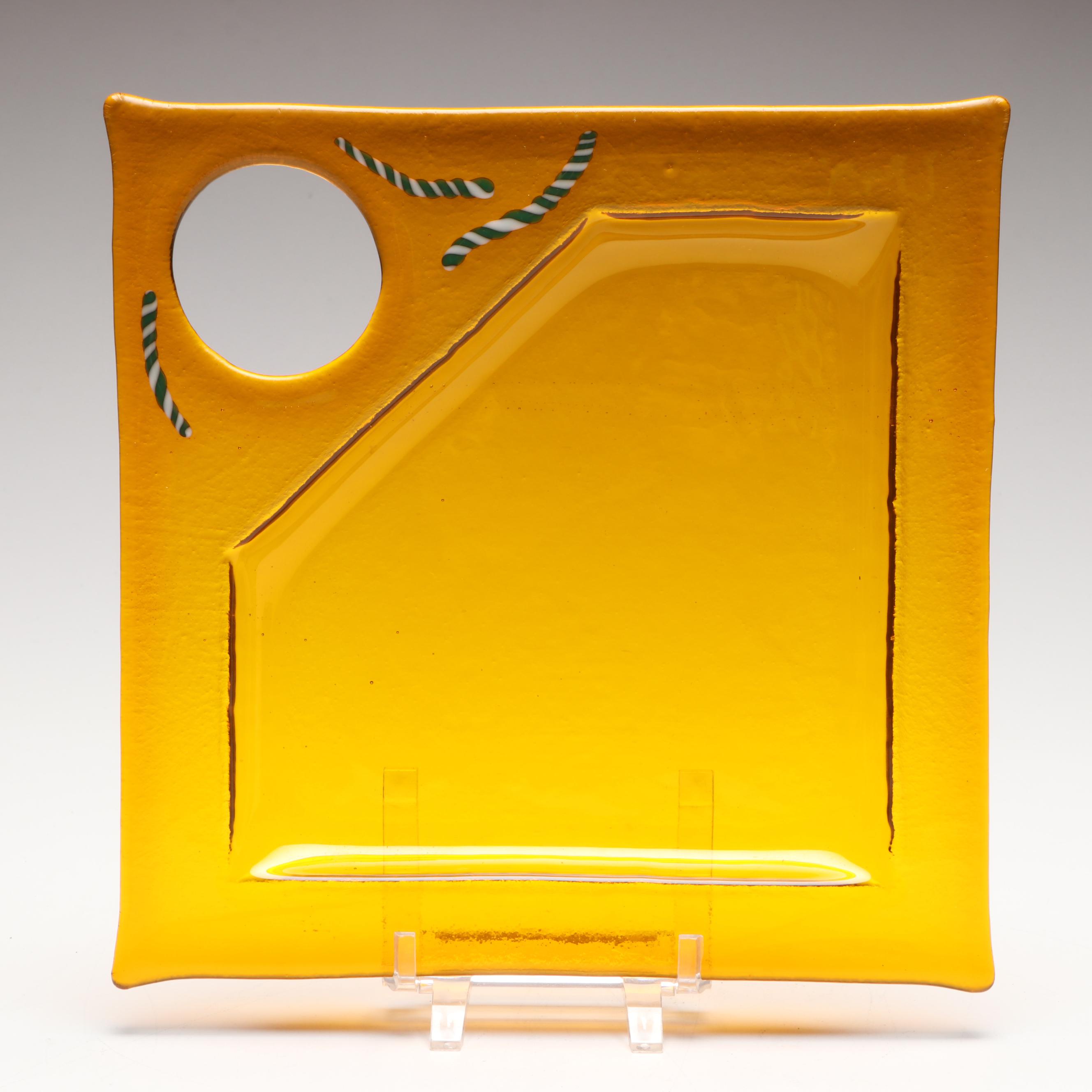 Artist Signed Fused Art Glass Hors D'oeuvres Plates