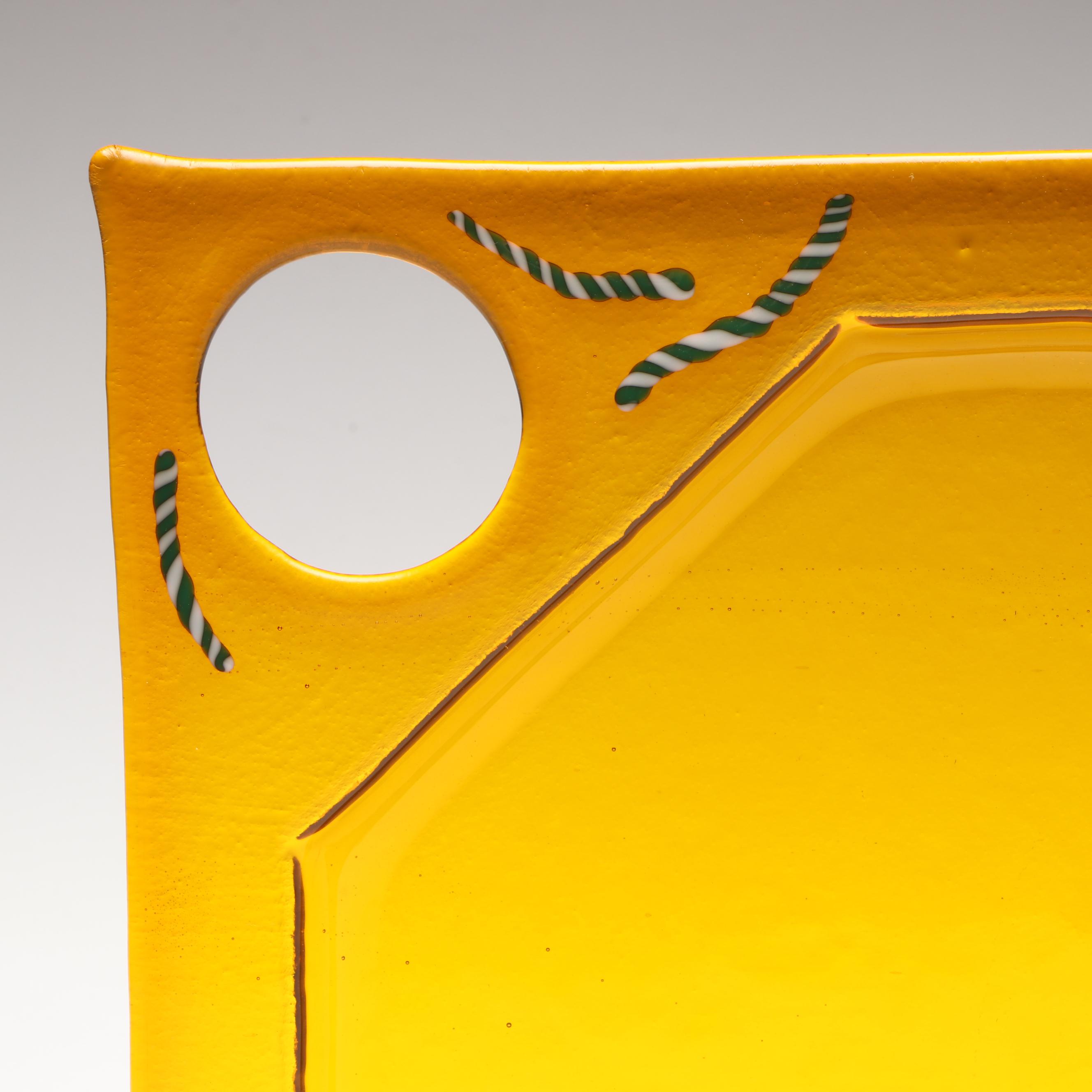 Artist Signed Fused Art Glass Hors D'oeuvres Plates