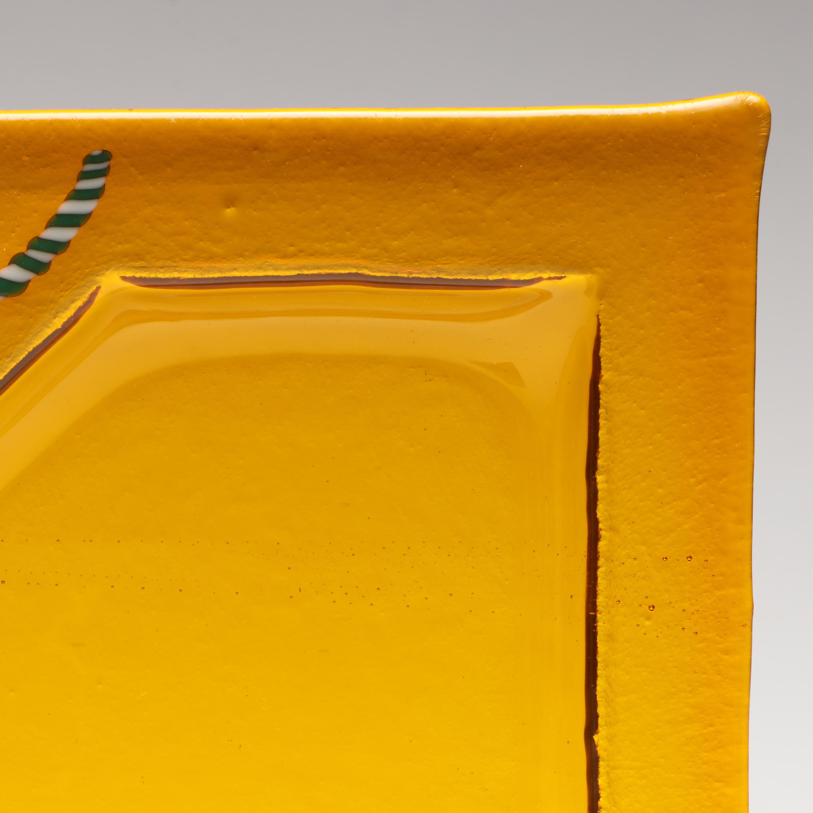 Artist Signed Fused Art Glass Hors D'oeuvres Plates