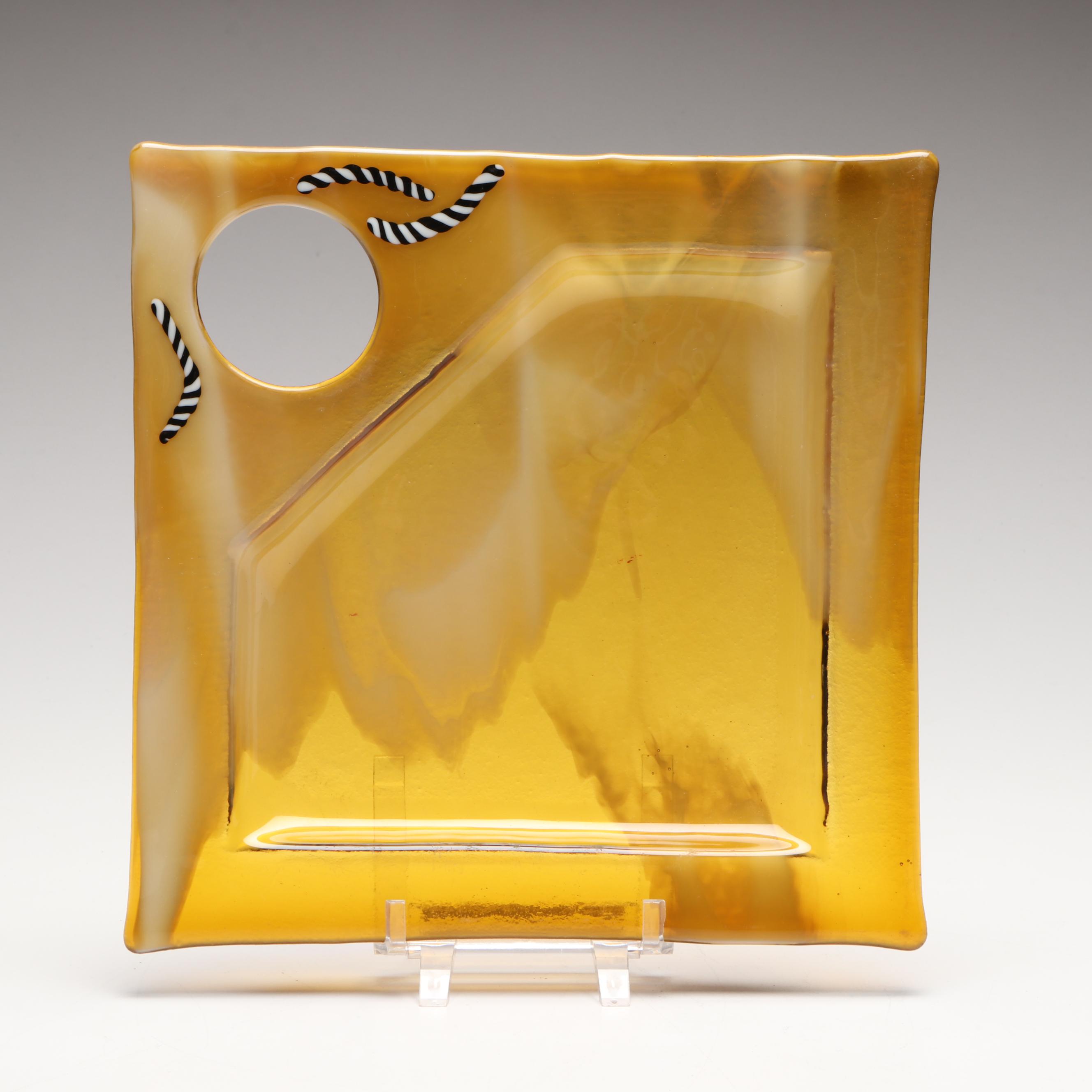 Artist Signed Fused Art Glass Hors D'oeuvres Plates