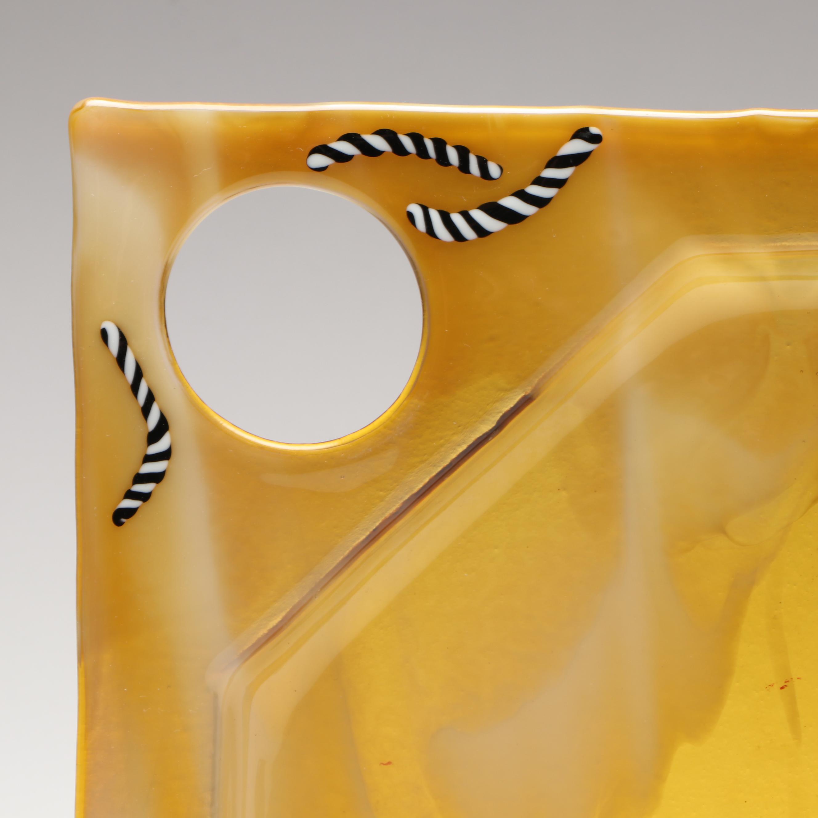 Artist Signed Fused Art Glass Hors D'oeuvres Plates