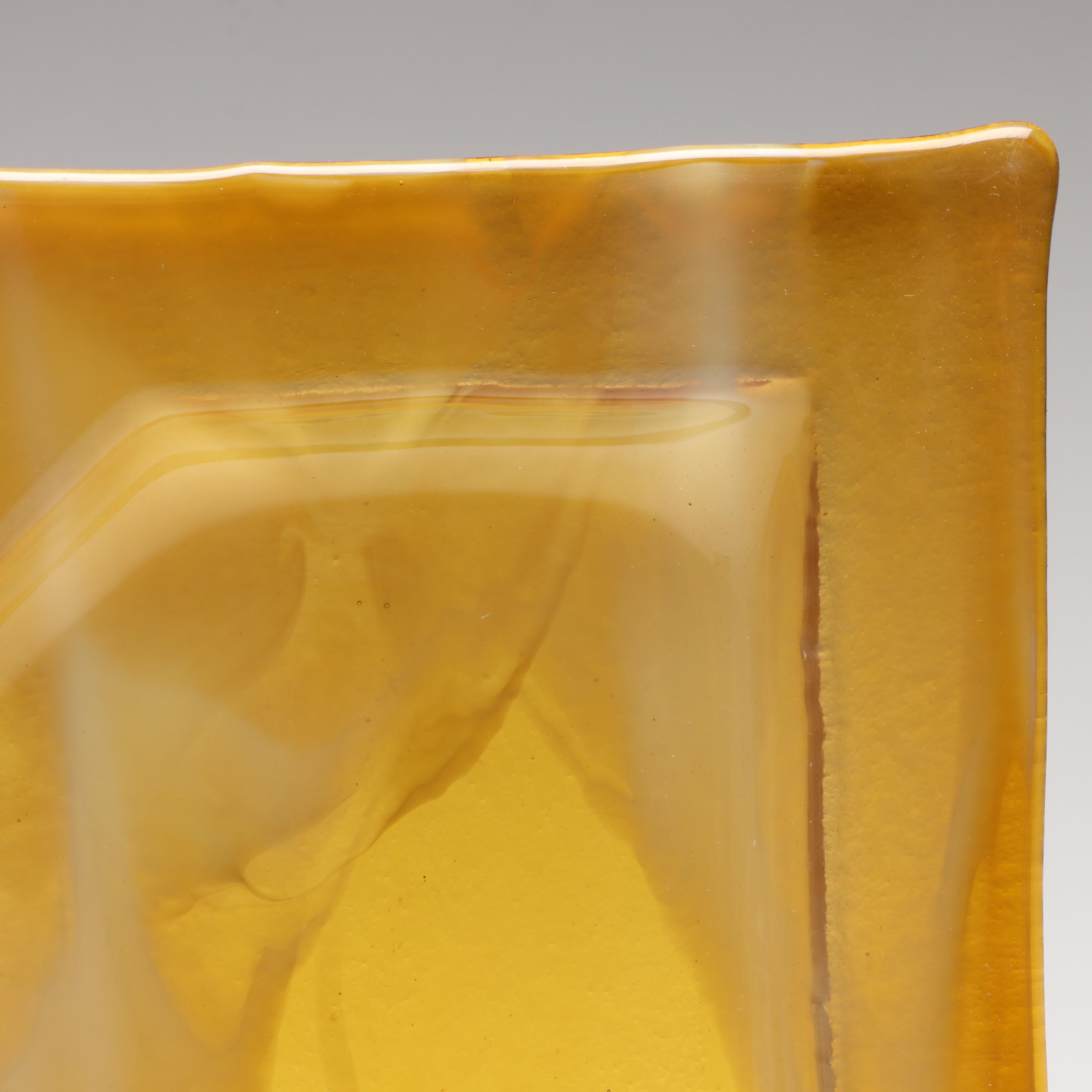 Artist Signed Fused Art Glass Hors D'oeuvres Plates