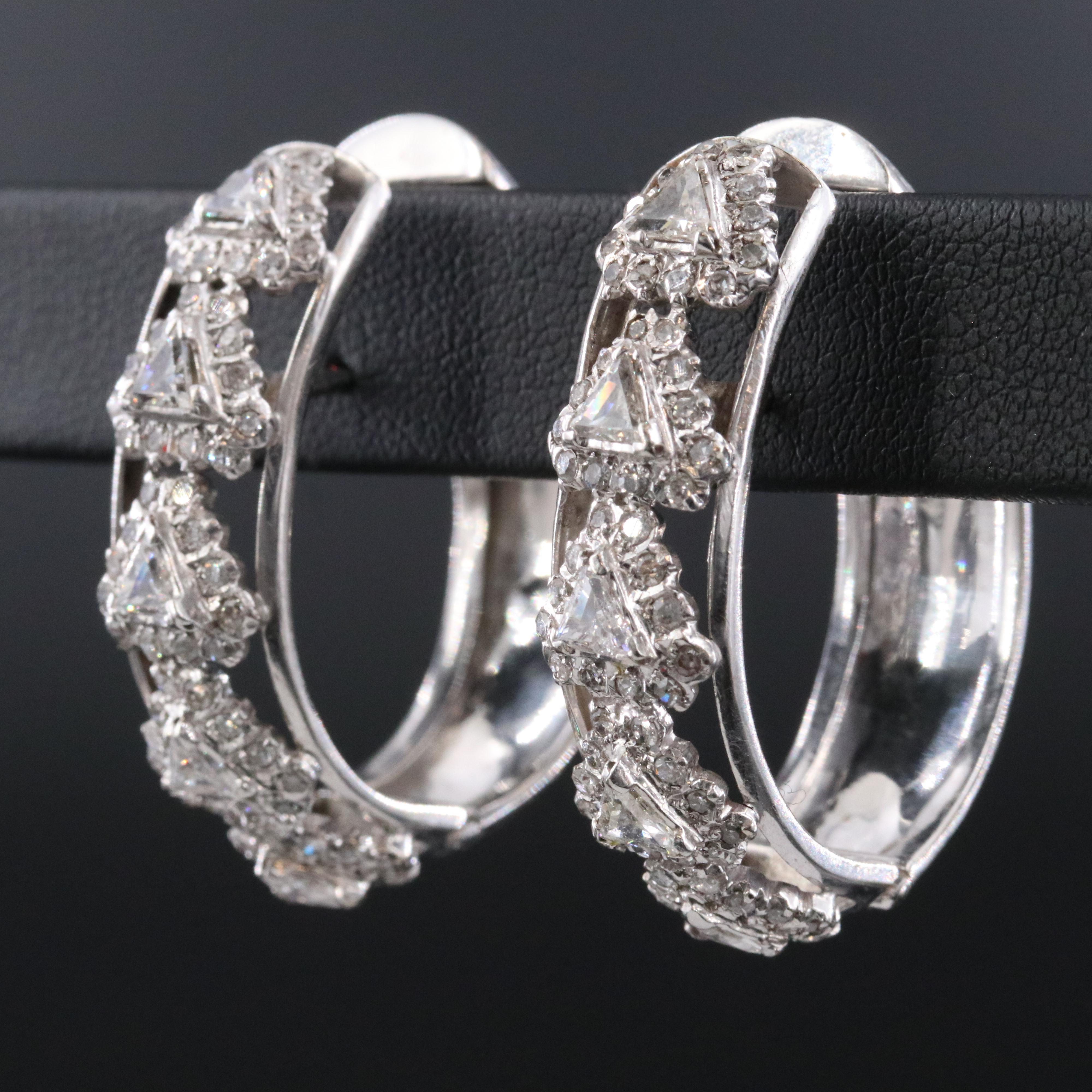 10K 2.70 CTW Diamond Hoop Earrings