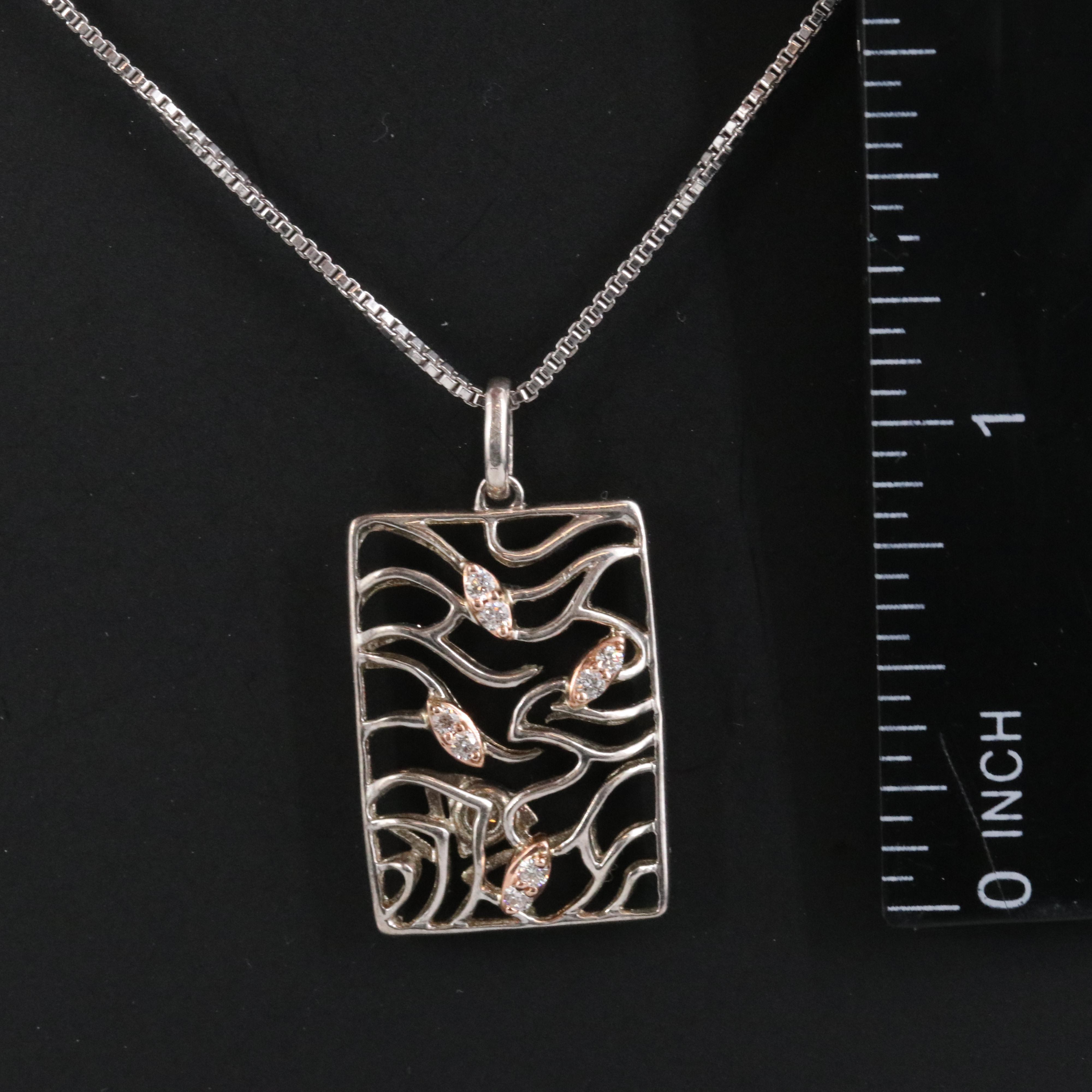 Le Vian Sterling Diamond Pendant Necklace with 14K Gold Accents