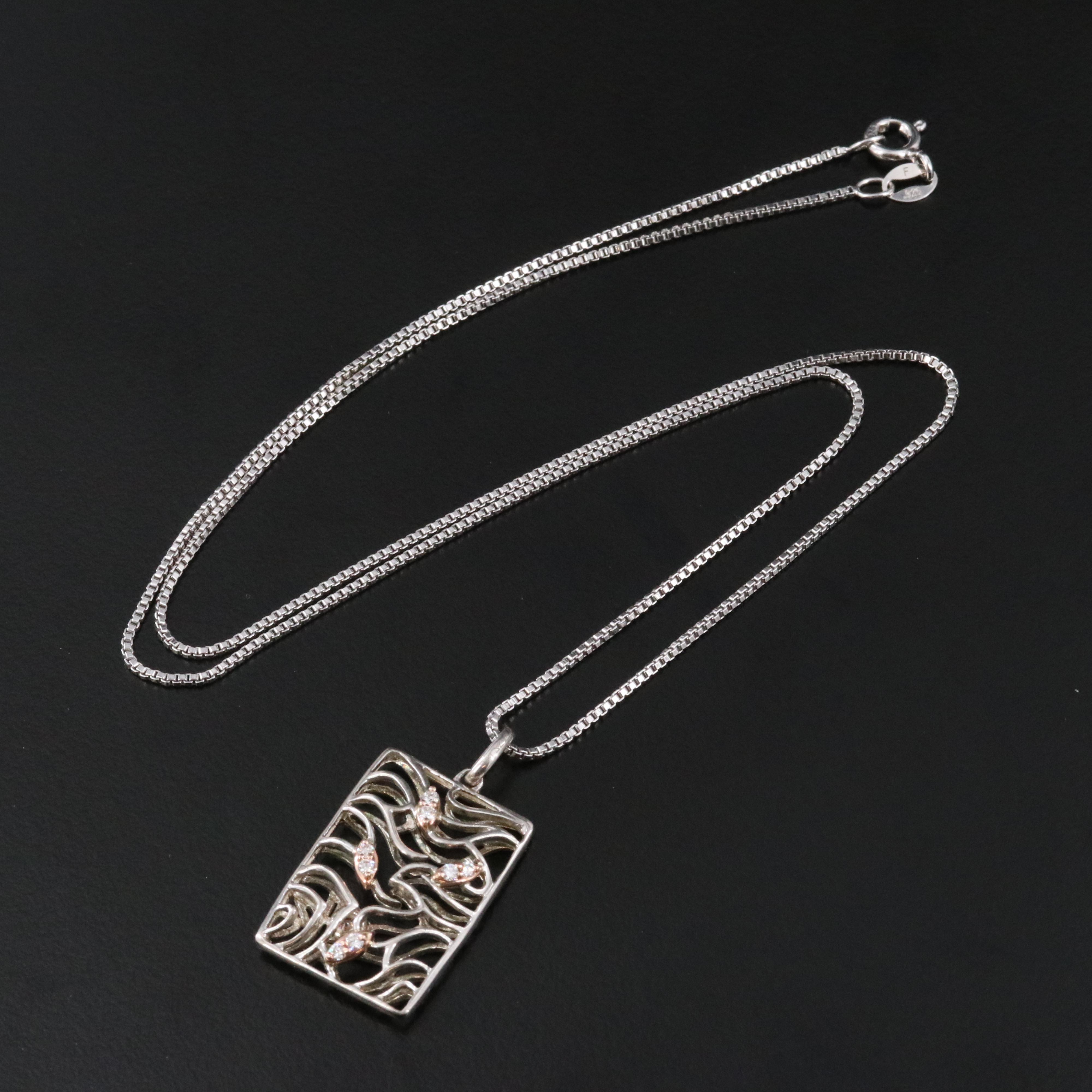 Le Vian Sterling Diamond Pendant Necklace with 14K Gold Accents