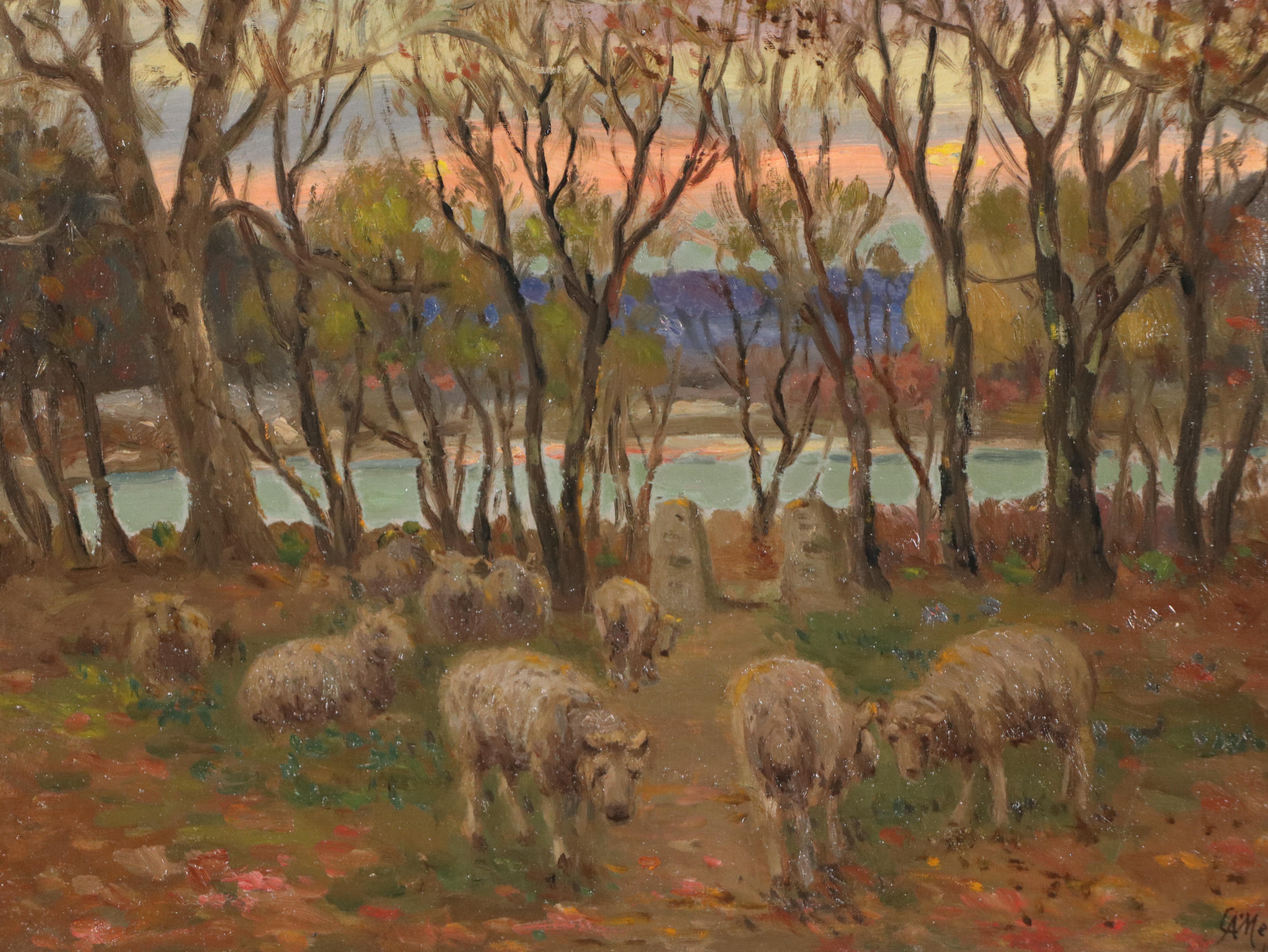 Charles Meurer "Eastfork Landscape: Evening with Sheep"