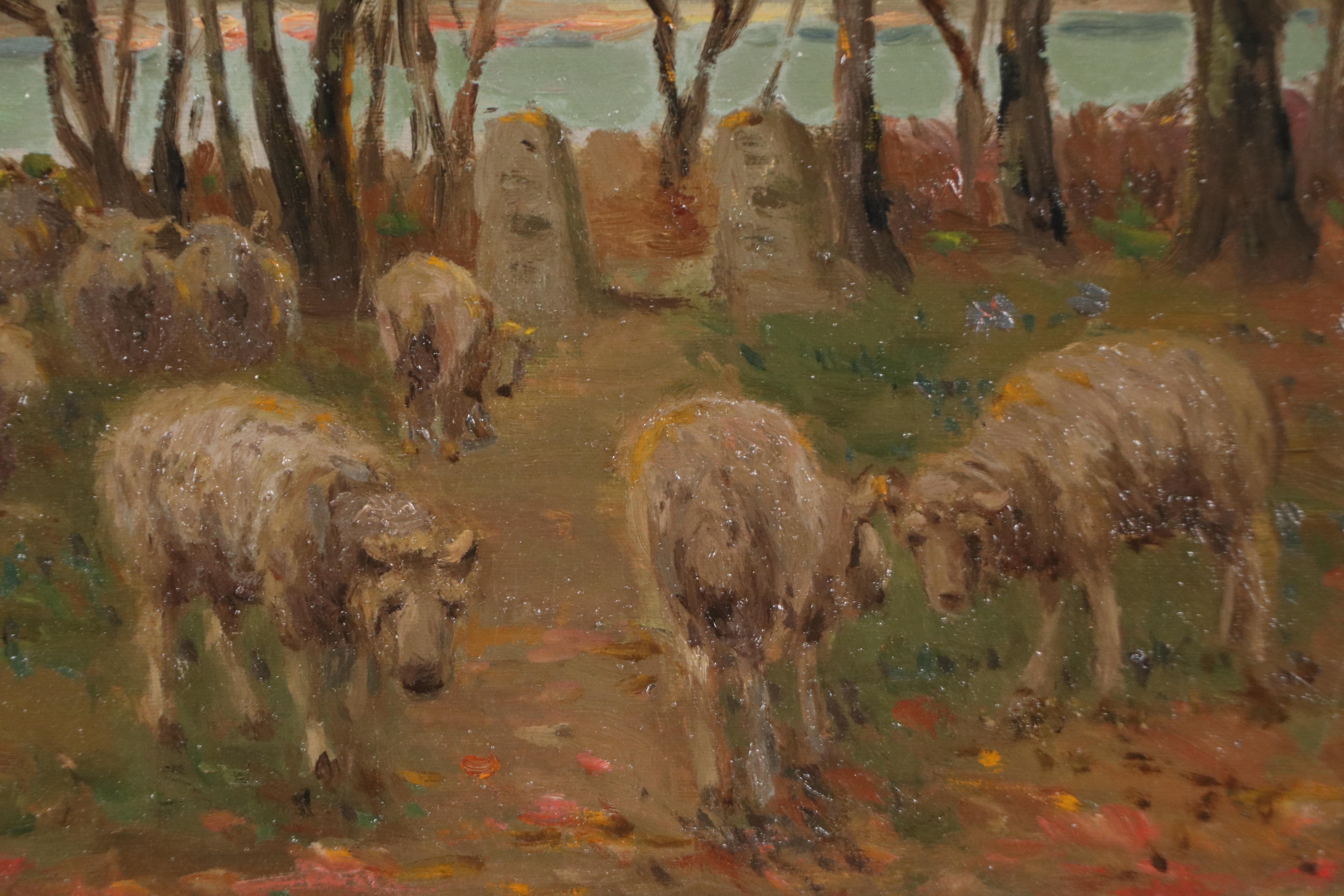 Charles Meurer "Eastfork Landscape: Evening with Sheep"