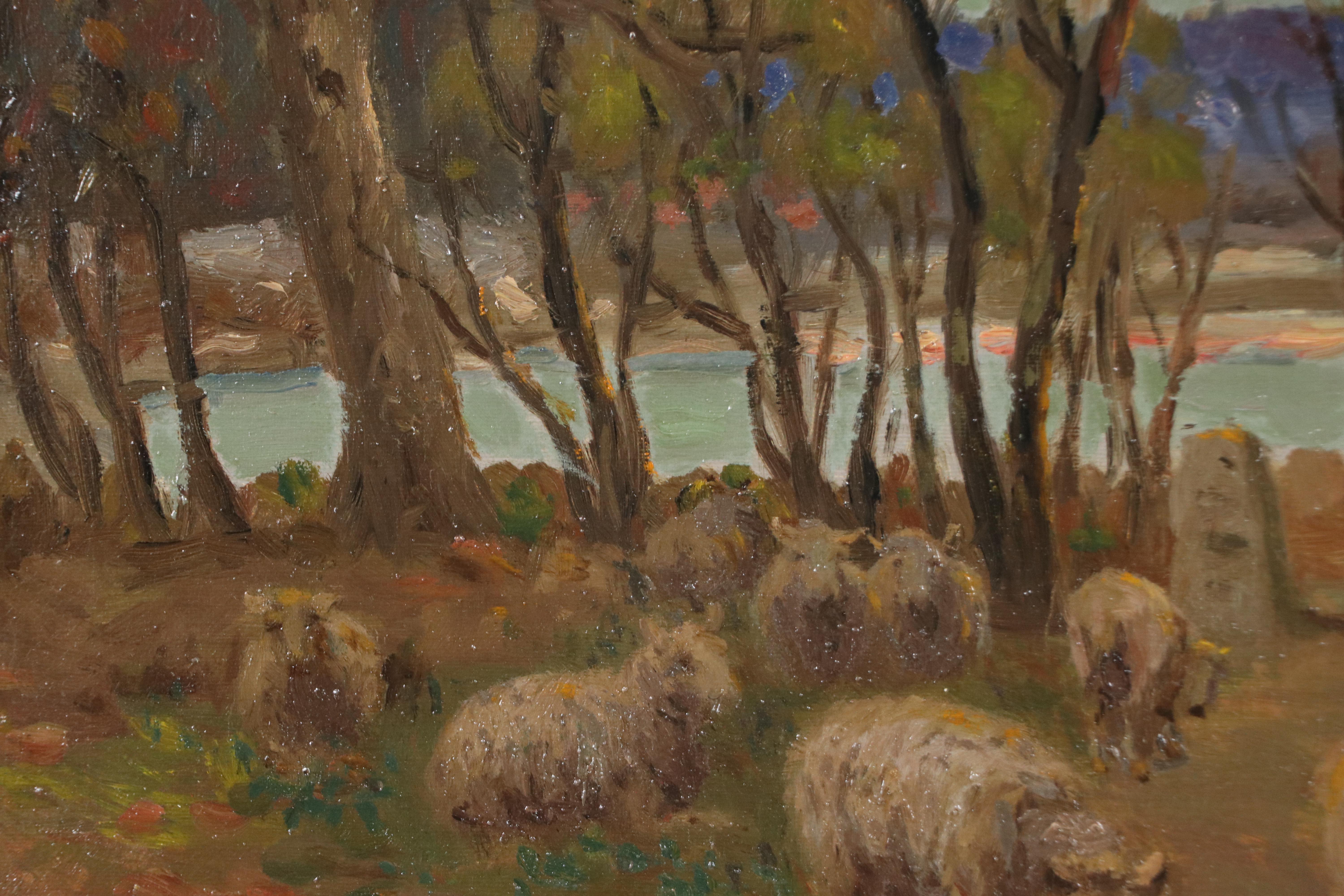 Charles Meurer "Eastfork Landscape: Evening with Sheep"