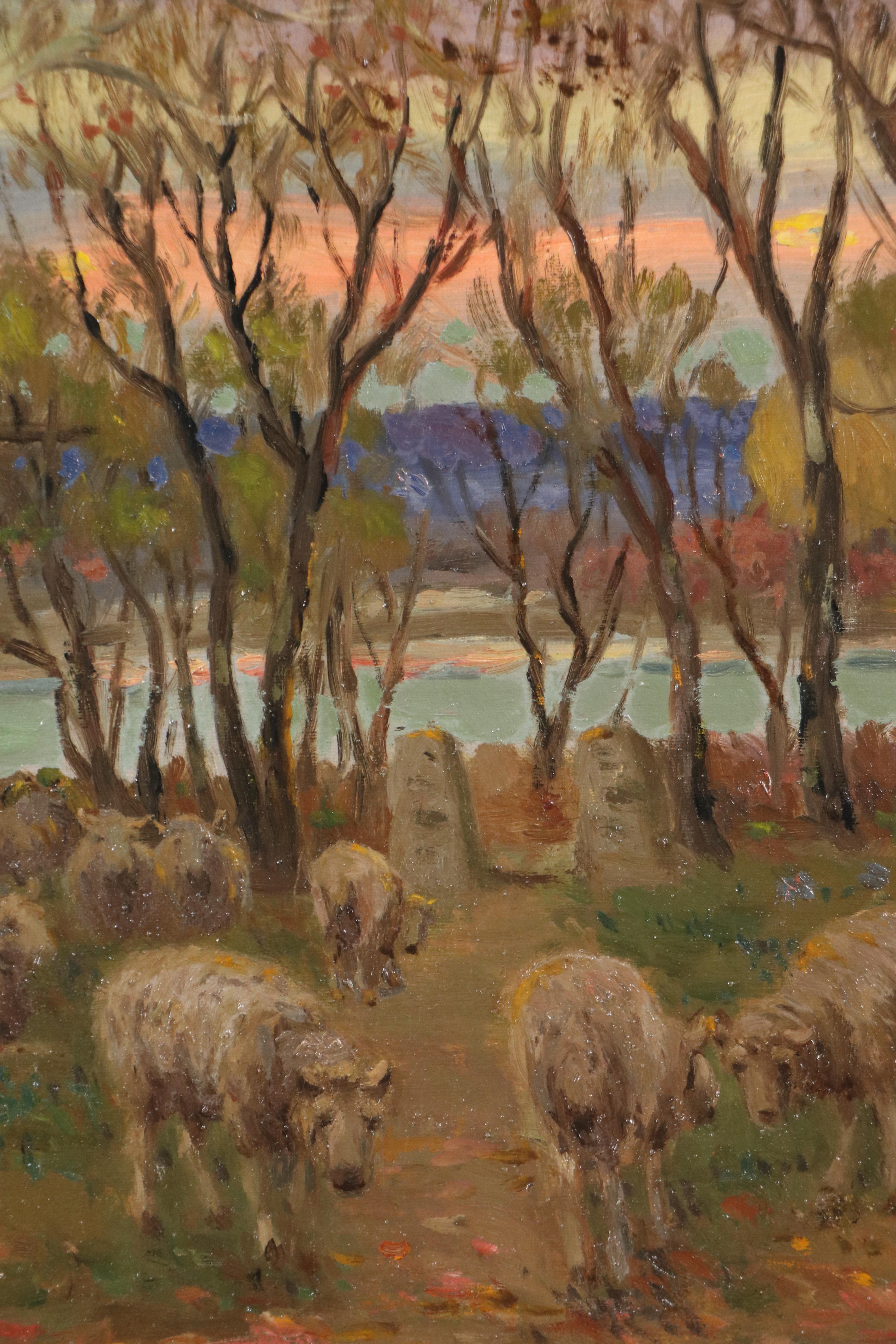 Charles Meurer "Eastfork Landscape: Evening with Sheep"