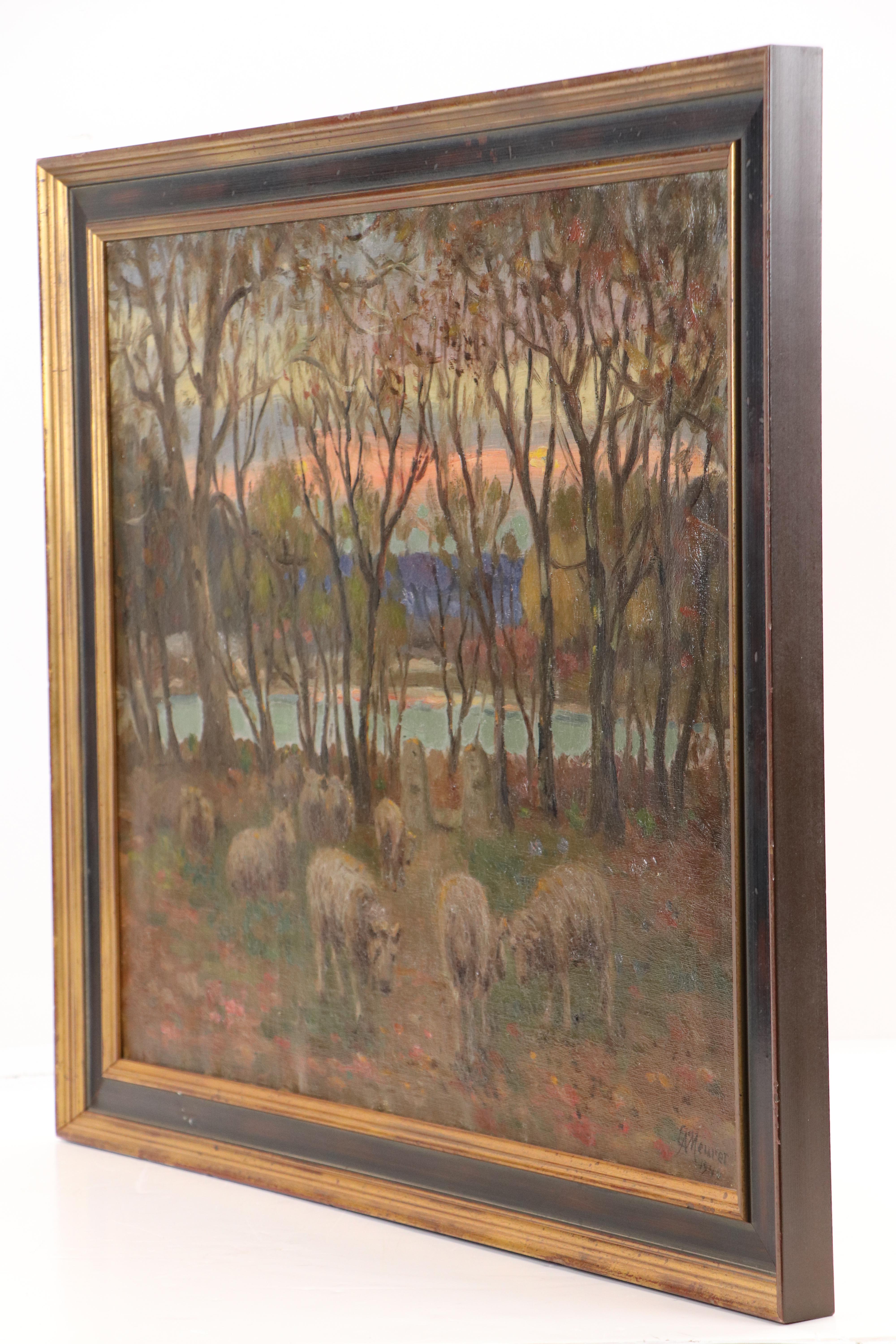 Charles Meurer "Eastfork Landscape: Evening with Sheep"