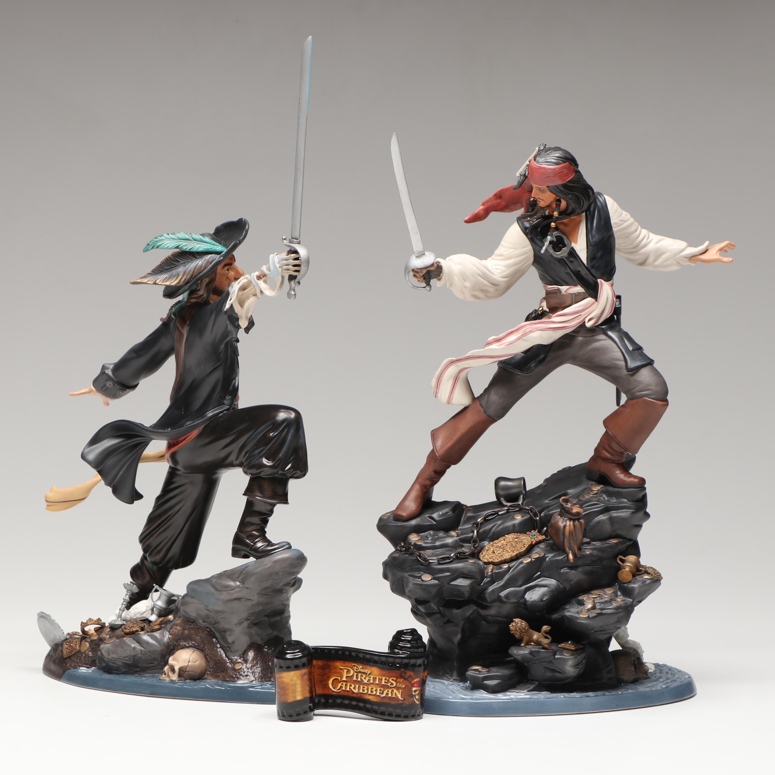 Disney "Swashbuckling Scoundrel"  and "Black-Hearted Brigand" Porcelain Figures