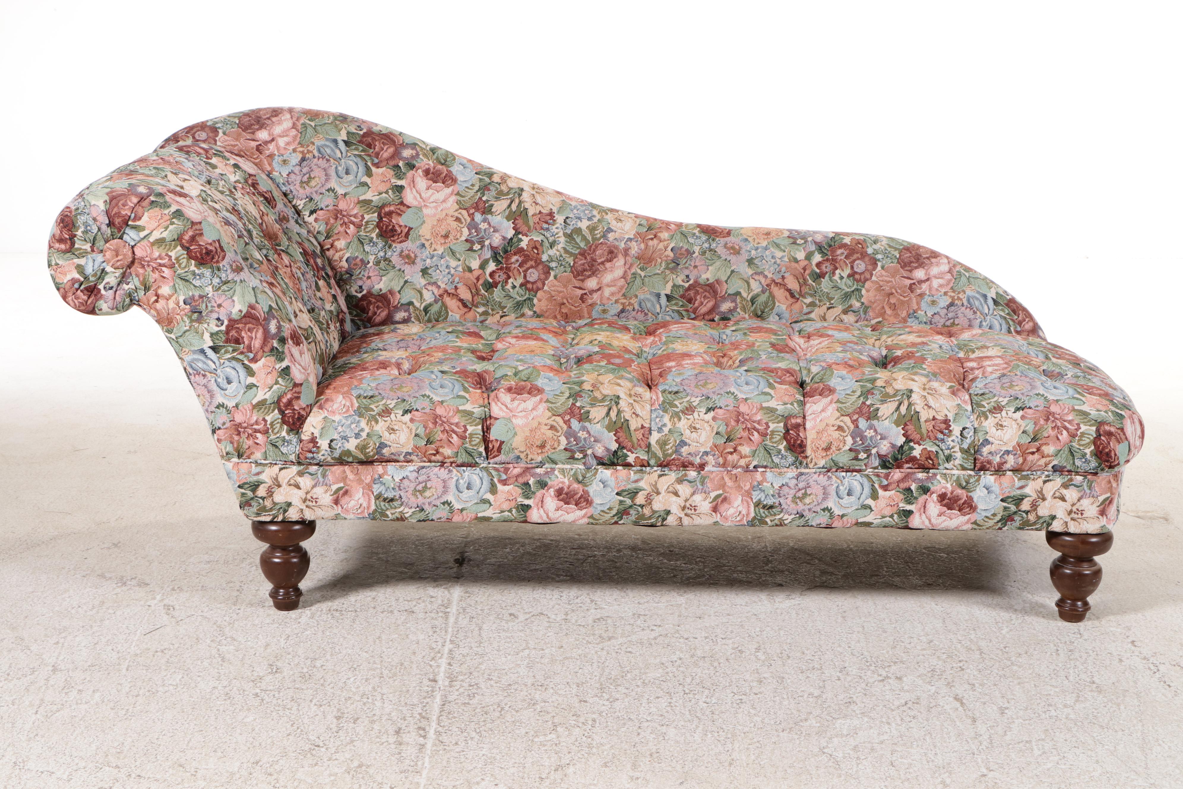Edwardian Style Upholstered Chaise Lounge