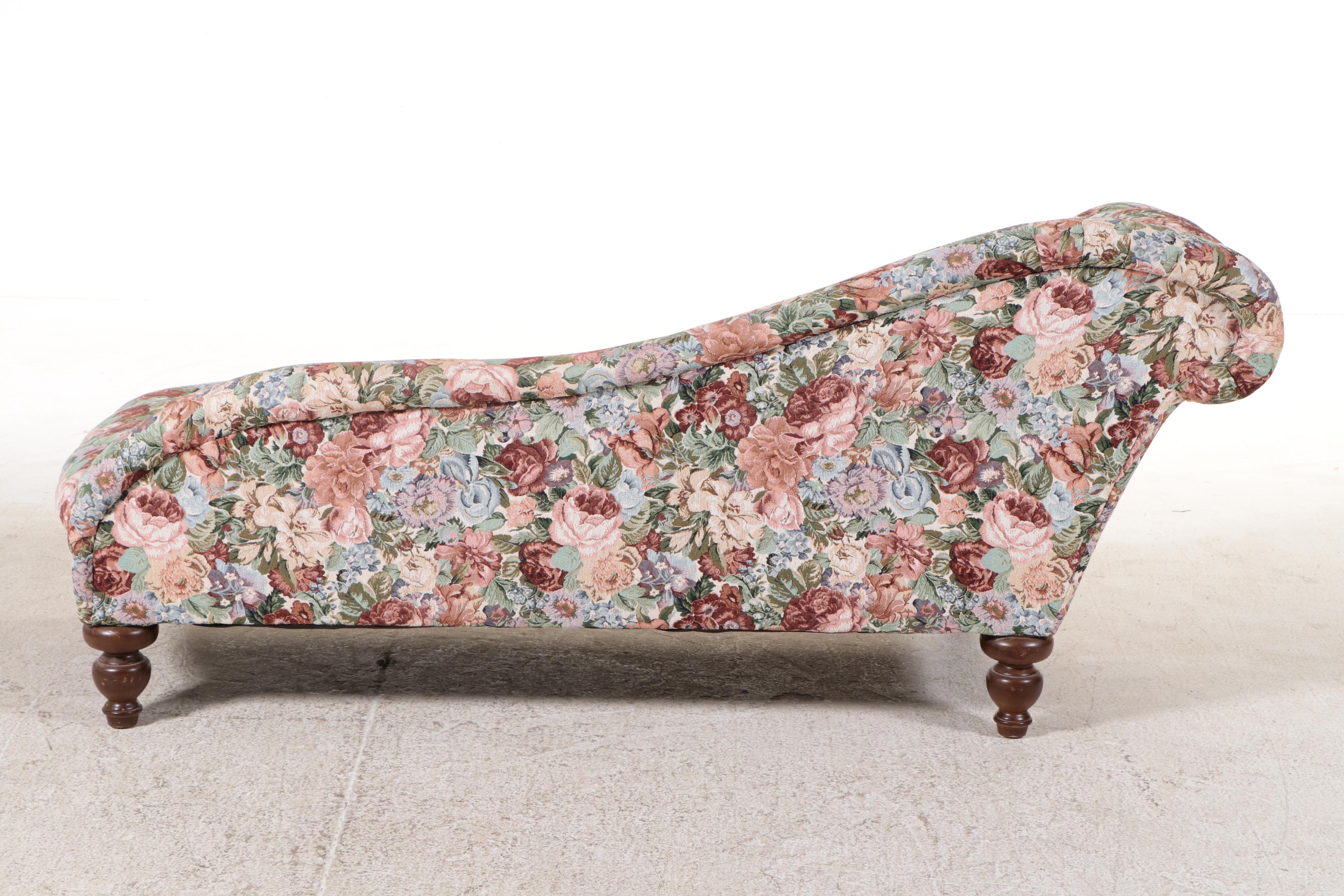Edwardian Style Upholstered Chaise Lounge