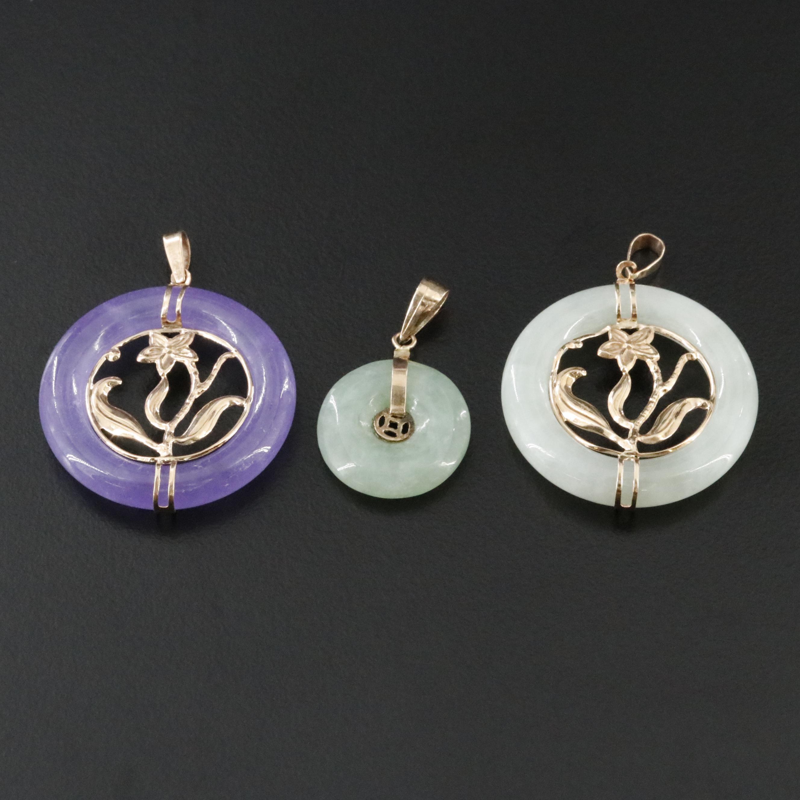 14K Jadeite Pendants