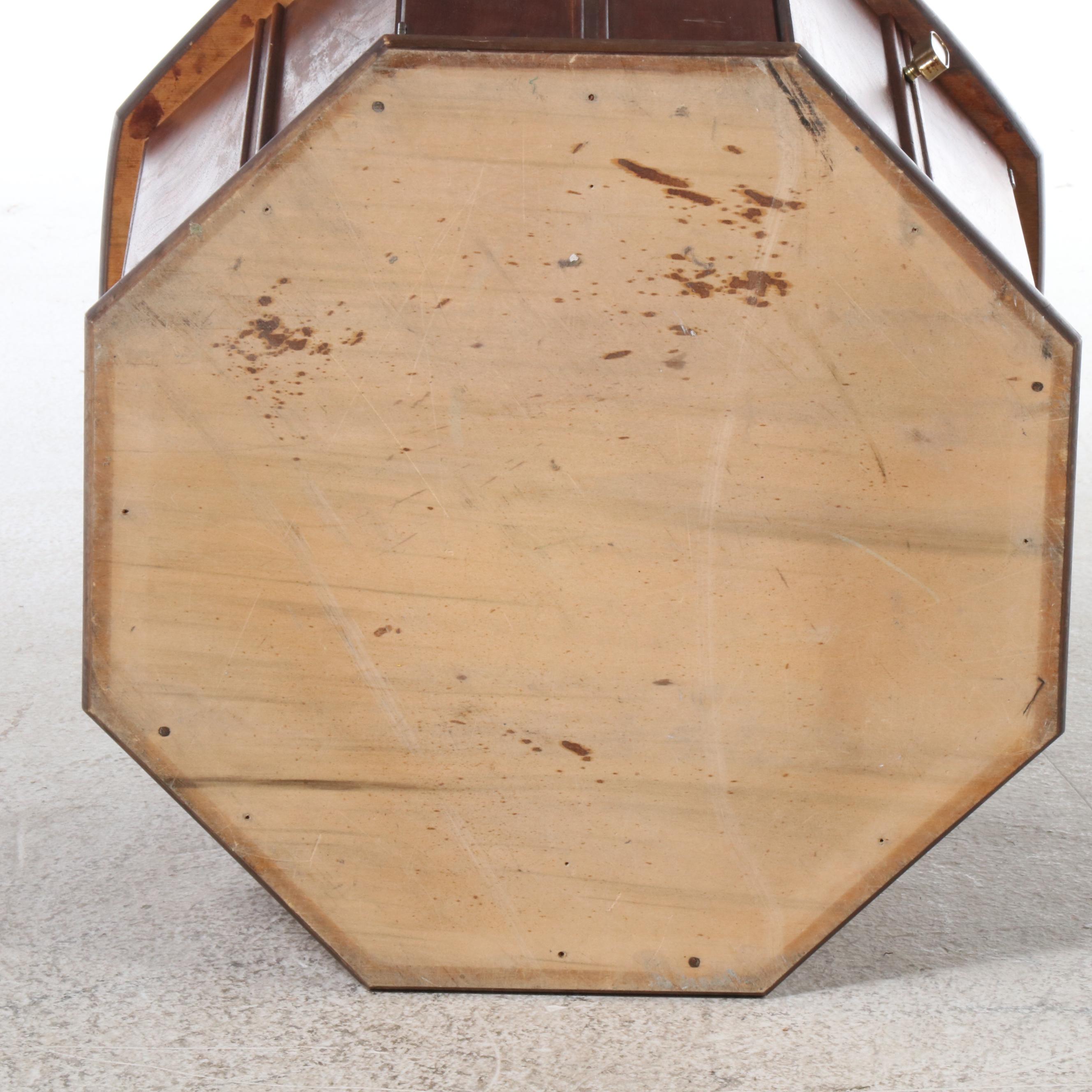 Mid Century Style Walnut Finish Hexagonal Drum Table, Mid to Late 20th Century