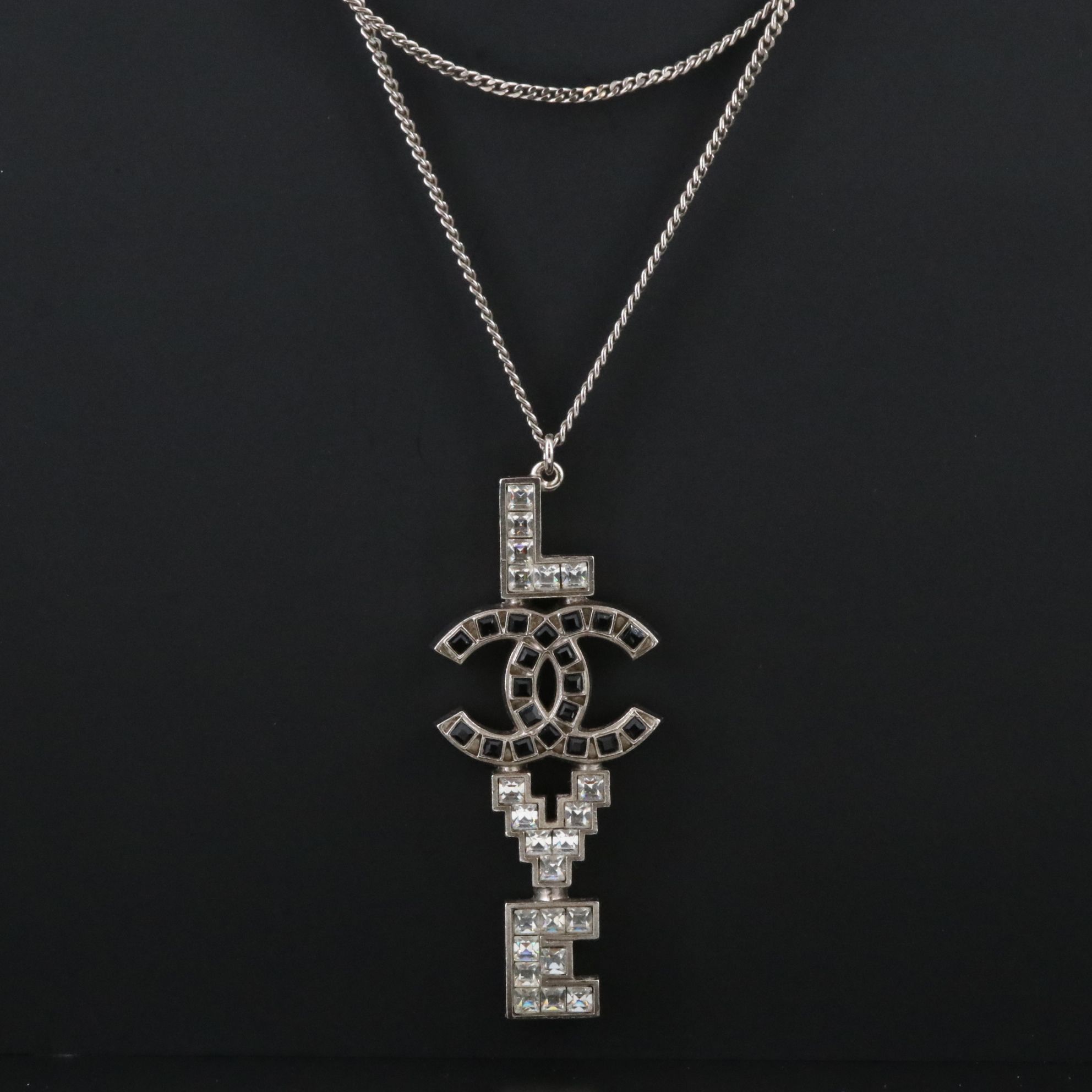 Chanel CC Love Crystal Pendant Necklace 2008