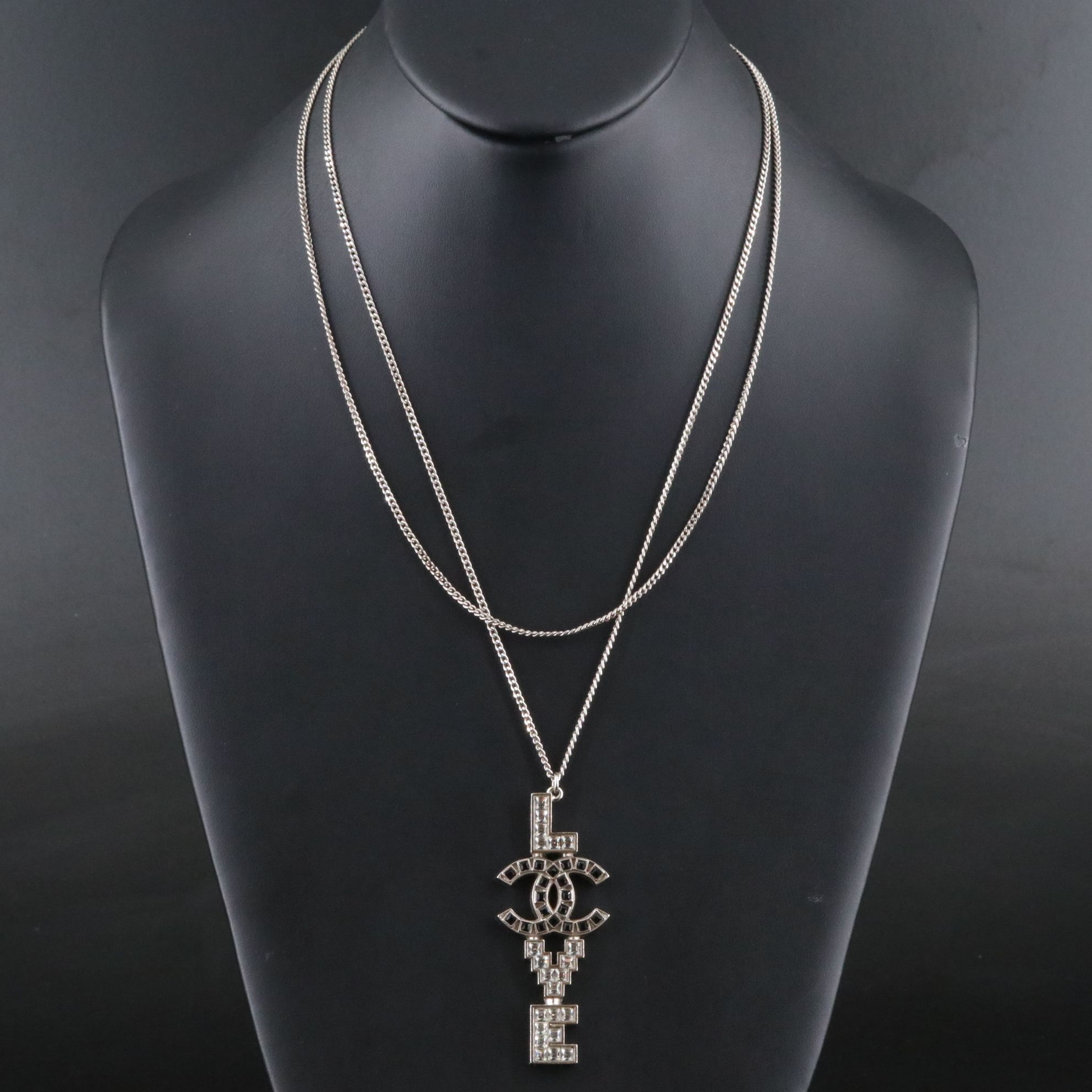 Chanel CC Love Crystal Pendant Necklace 2008