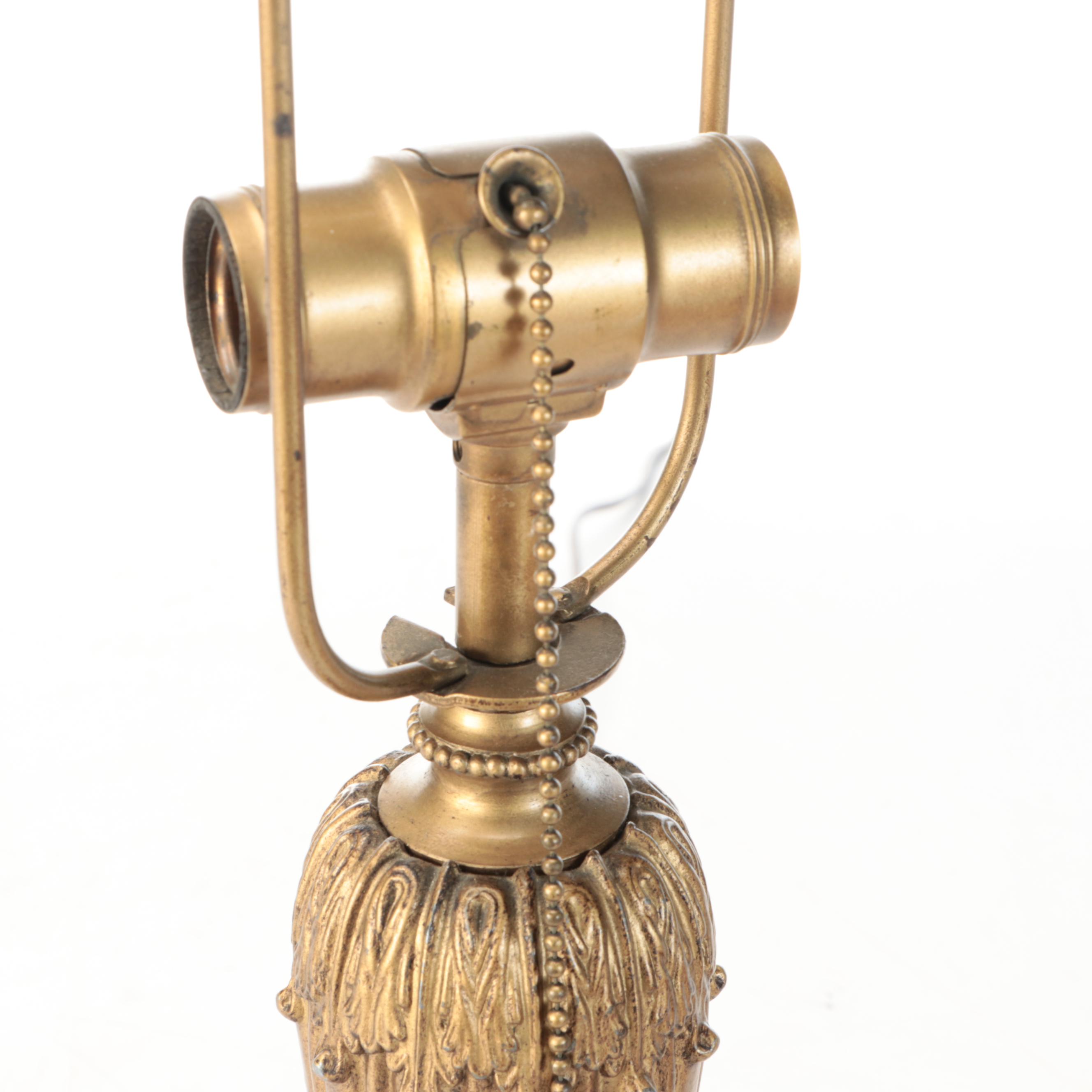 Reverse Painted Glass Bell Shade Table Lamp, Early 20th Century