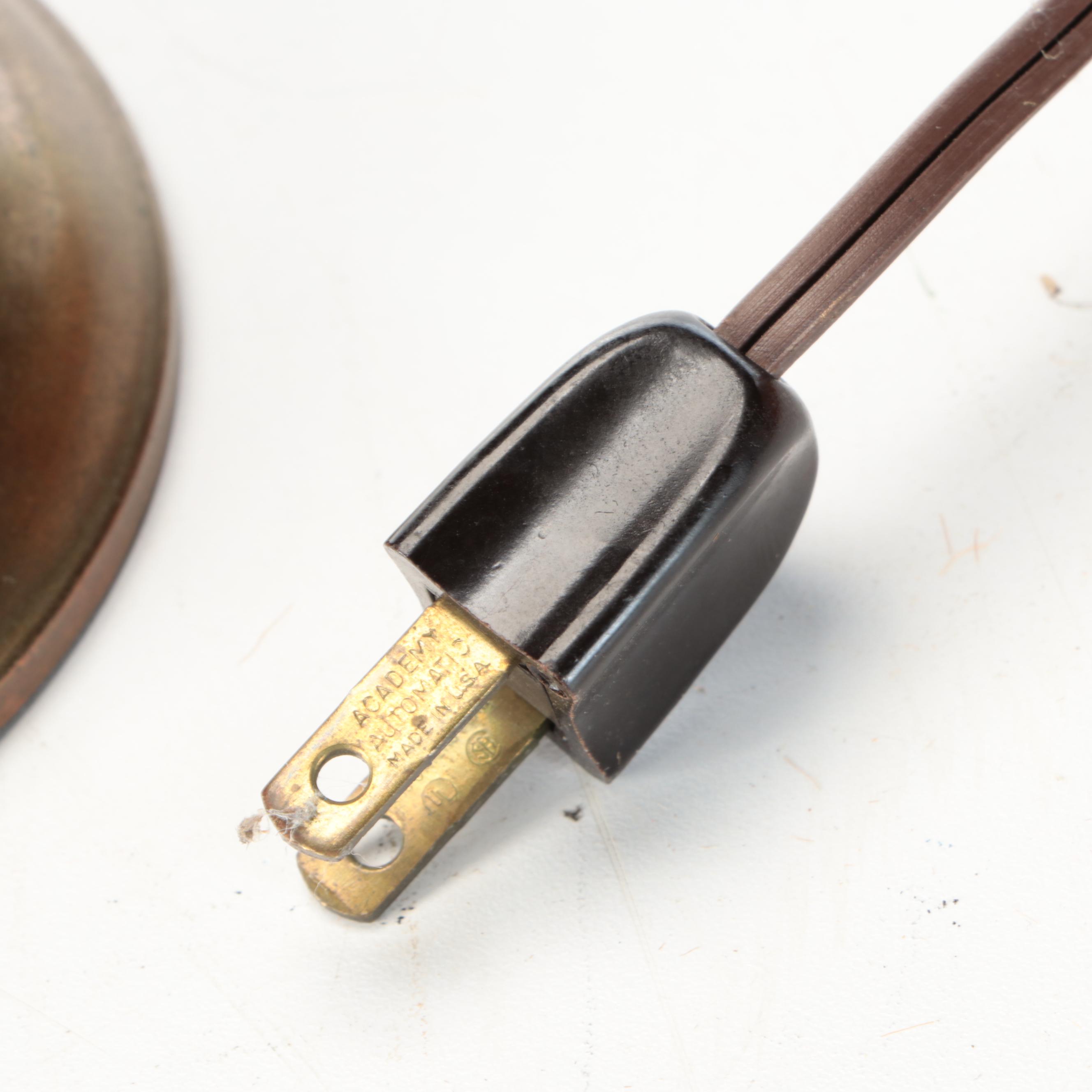 Reverse Painted Glass Bell Shade Table Lamp, Early 20th Century