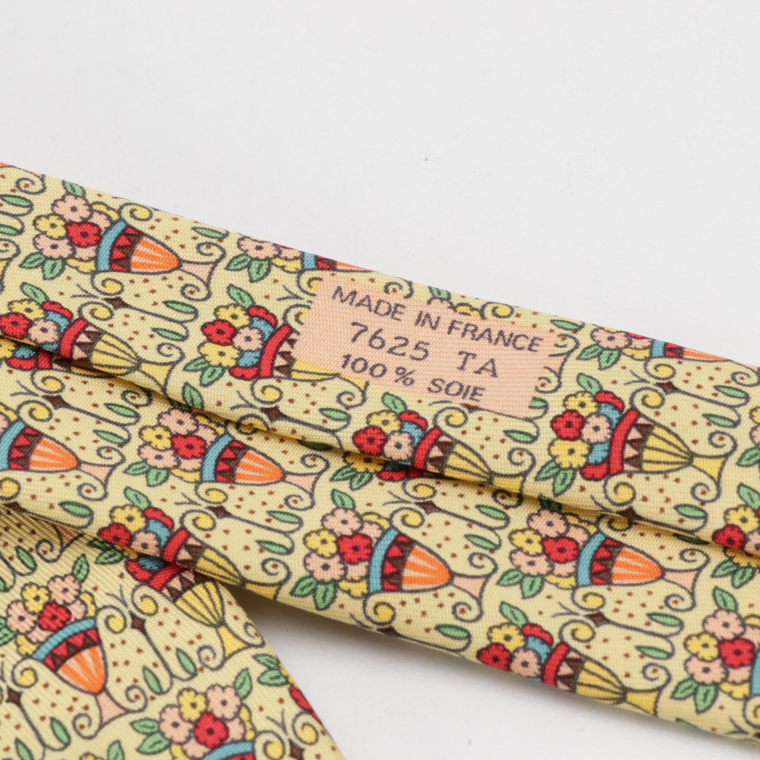Hermès Floral Bouquet Pattern Necktie in Silk Twill with Box